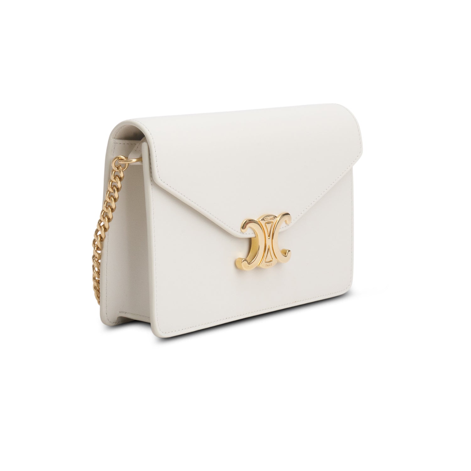 Celine 2025 White Shiny Calfskin Margo Wallet on Chain