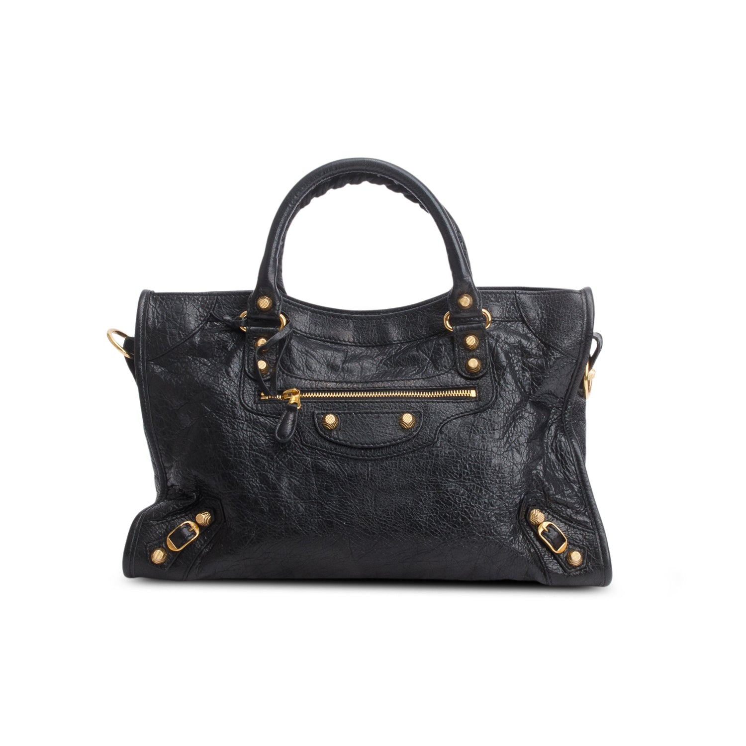 Balenciaga Black Agneau Leather Le City Medium Bag w/ Strap
