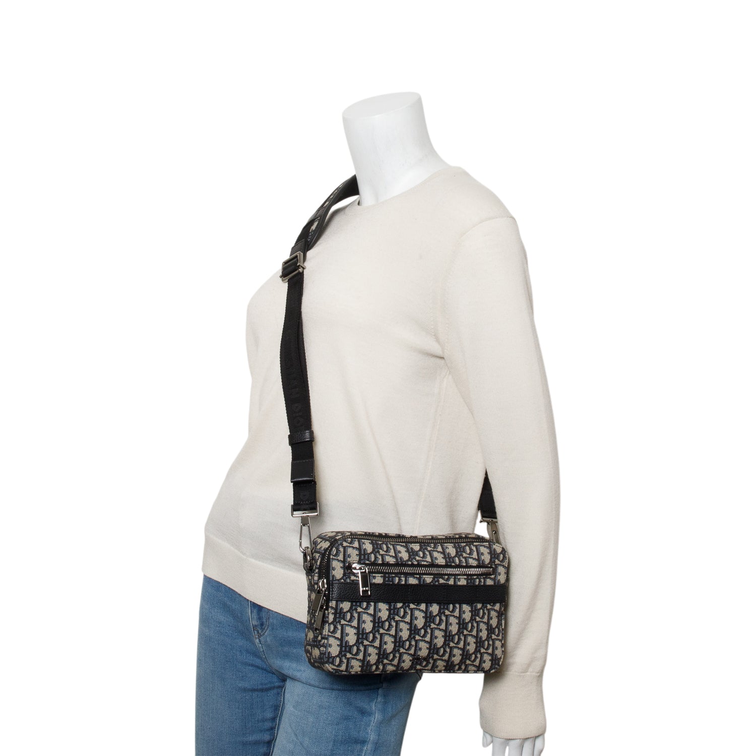 Christian Dior 2023 Blue Oblique Jacquard Mini Safari w/ Box, Receipt & Strap