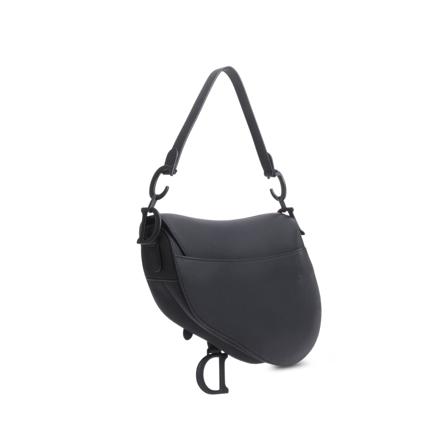 Christian Dior 2020 Black Ultramatte Calfskin Leather Medium Saddle Bag