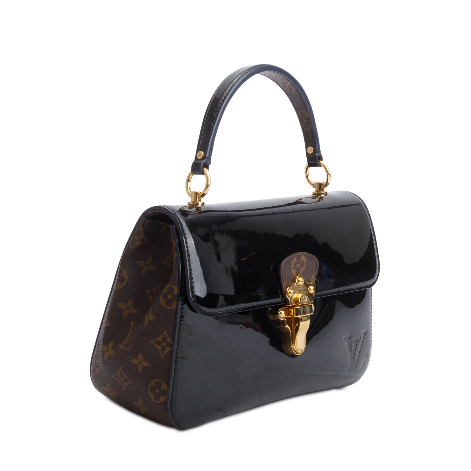 Louis Vuitton Black Patent Calfskin Monogram Cherrywood PM w/ Strap