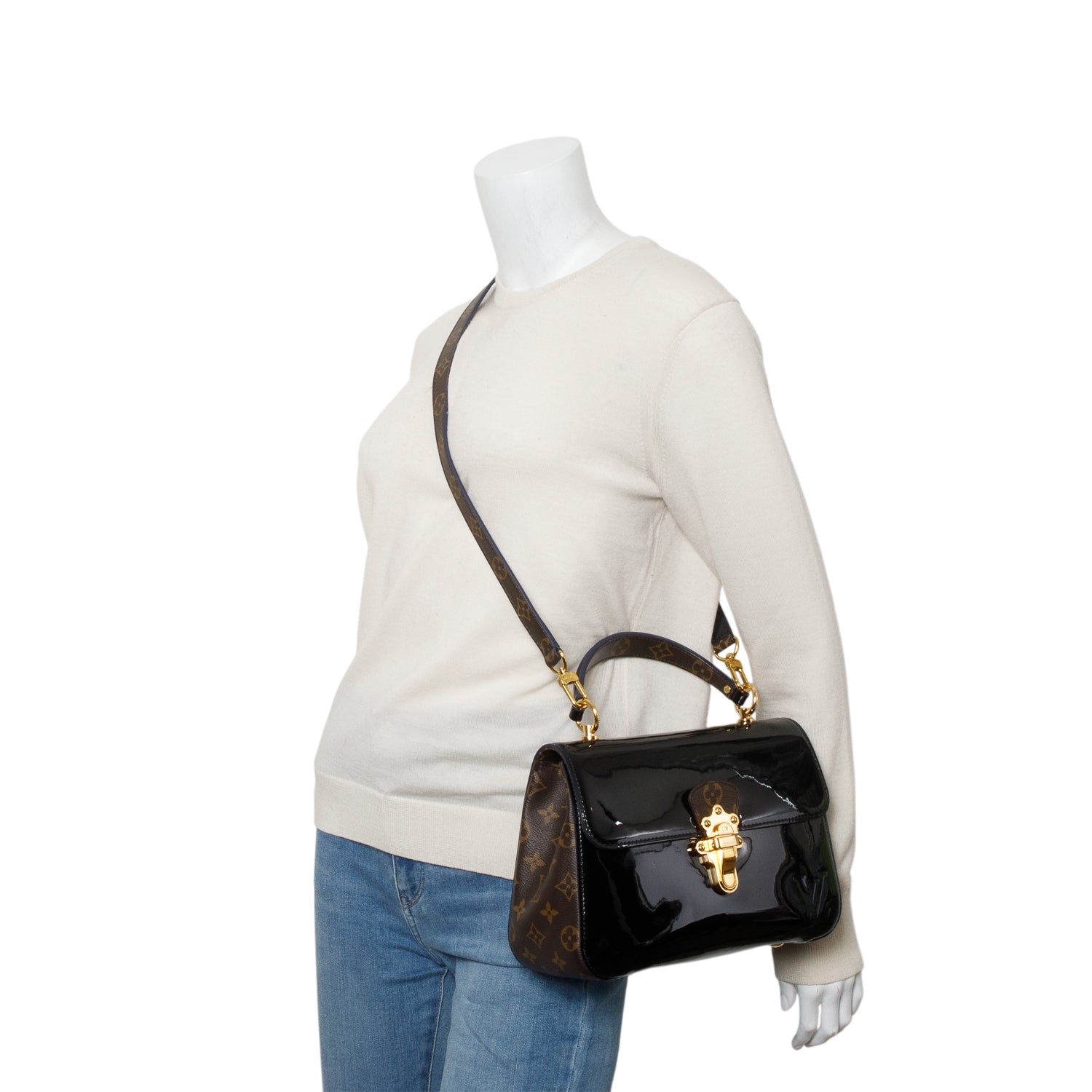 Louis Vuitton Black Patent Calfskin Monogram Cherrywood PM w/ Strap