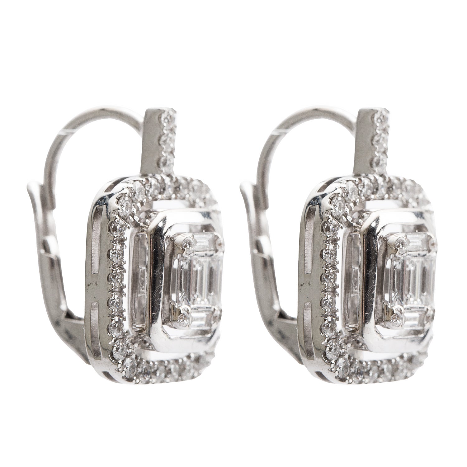 18k White Gold Diamond Huggie Earrings