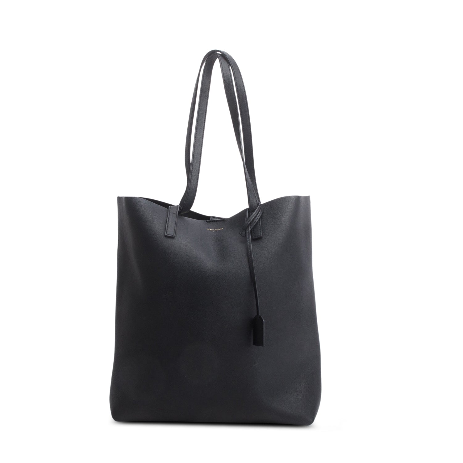 Saint Laurent Black Calfskin Leather N/S Shopping Tote w/ Pouch