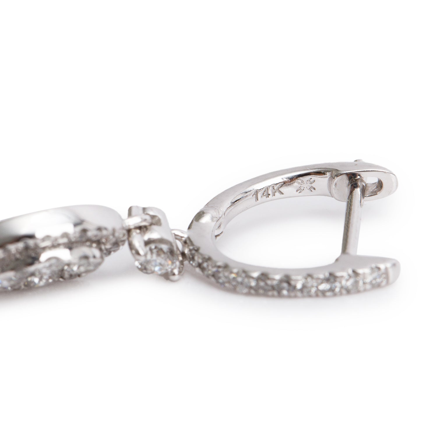 14k White Gold 1.46 tcw. Cluster Diamond Drop Earrings