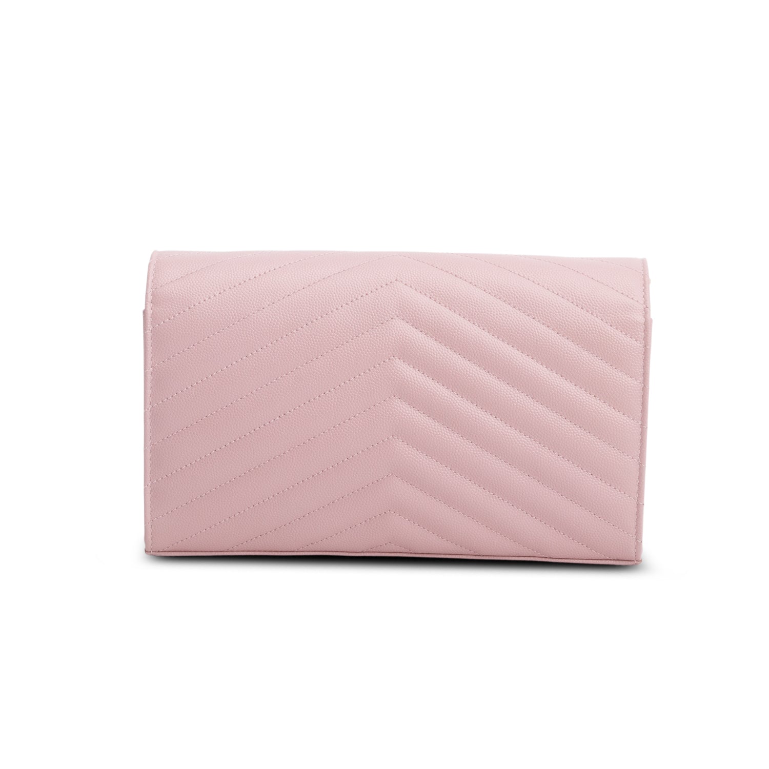 Saint Laurent Pink Grain De Poudre Cassandre Envelope Chain Wallet