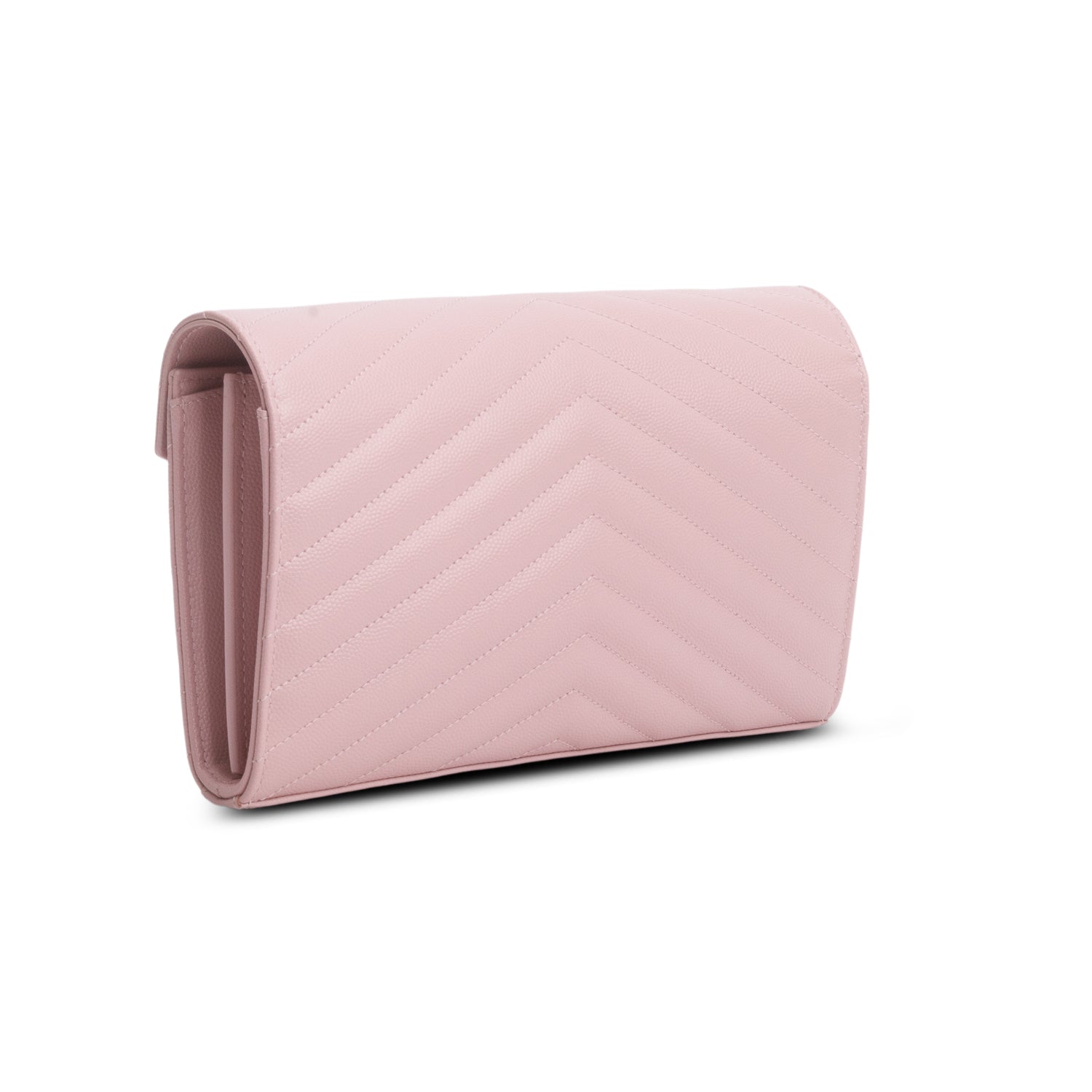 Saint Laurent Pink Grain De Poudre Cassandre Envelope Chain Wallet