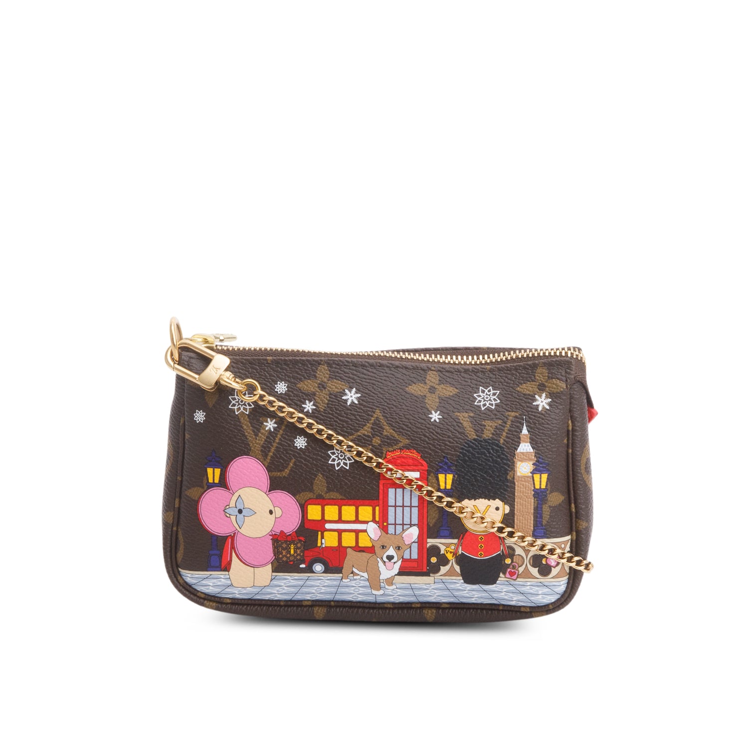 Louis Vuitton 2021 Monogram Christmas Animation Mini Pochette Accessories w/ Box