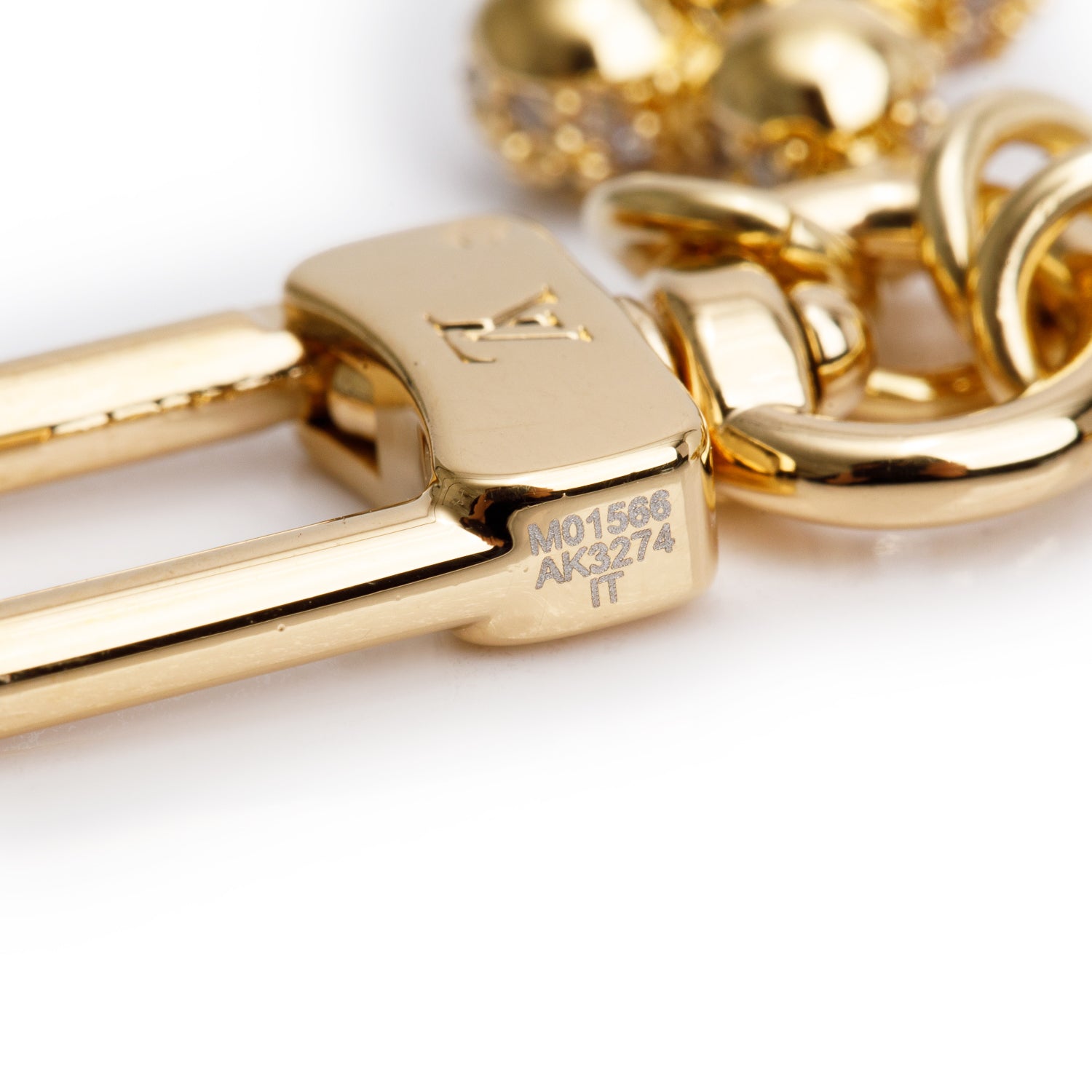 Louis Vuitton Gold-Tone Metal Crystal Micro Charms LV Iconic Key