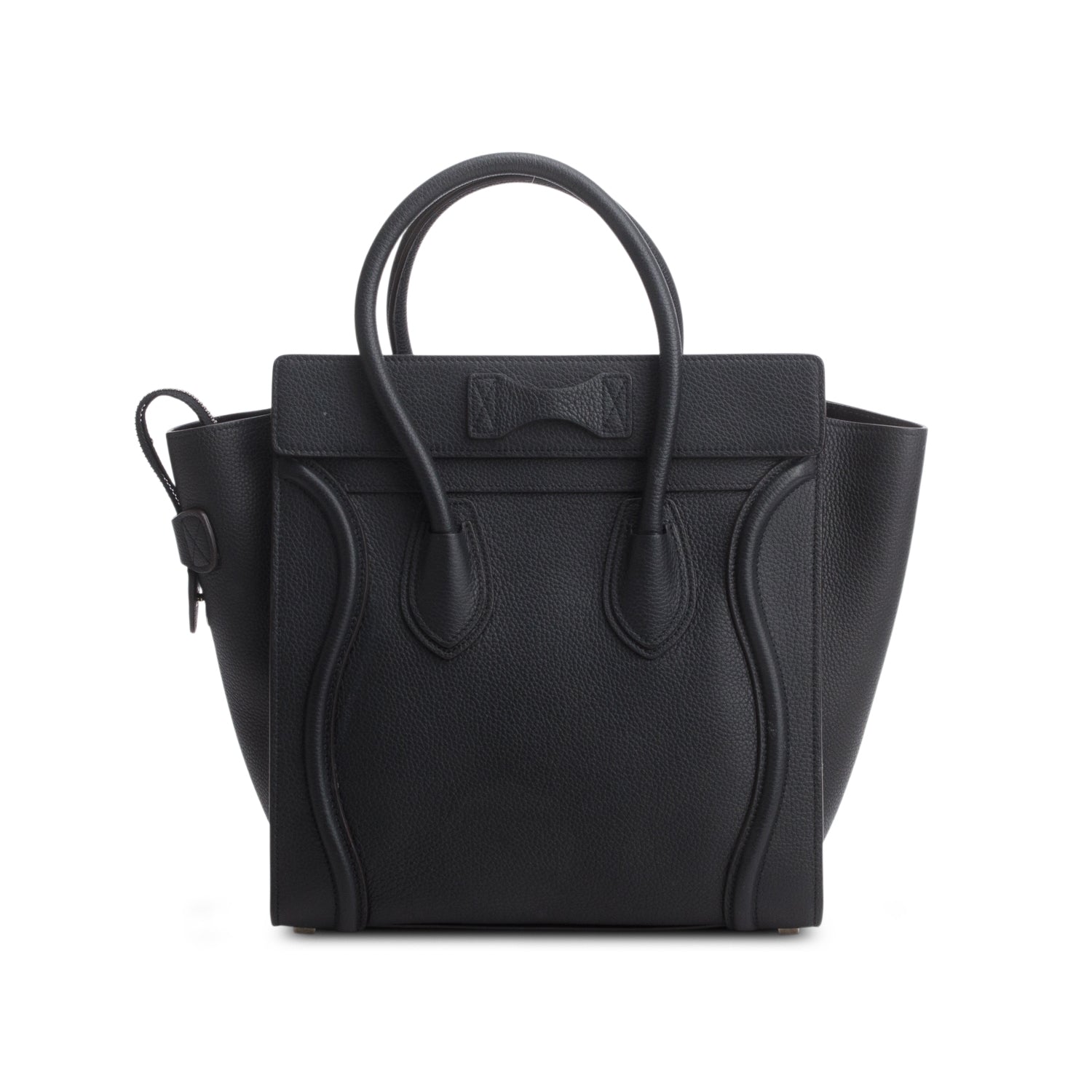 Celine Black Drummed Calfskin Leather Micro Luggage Tote