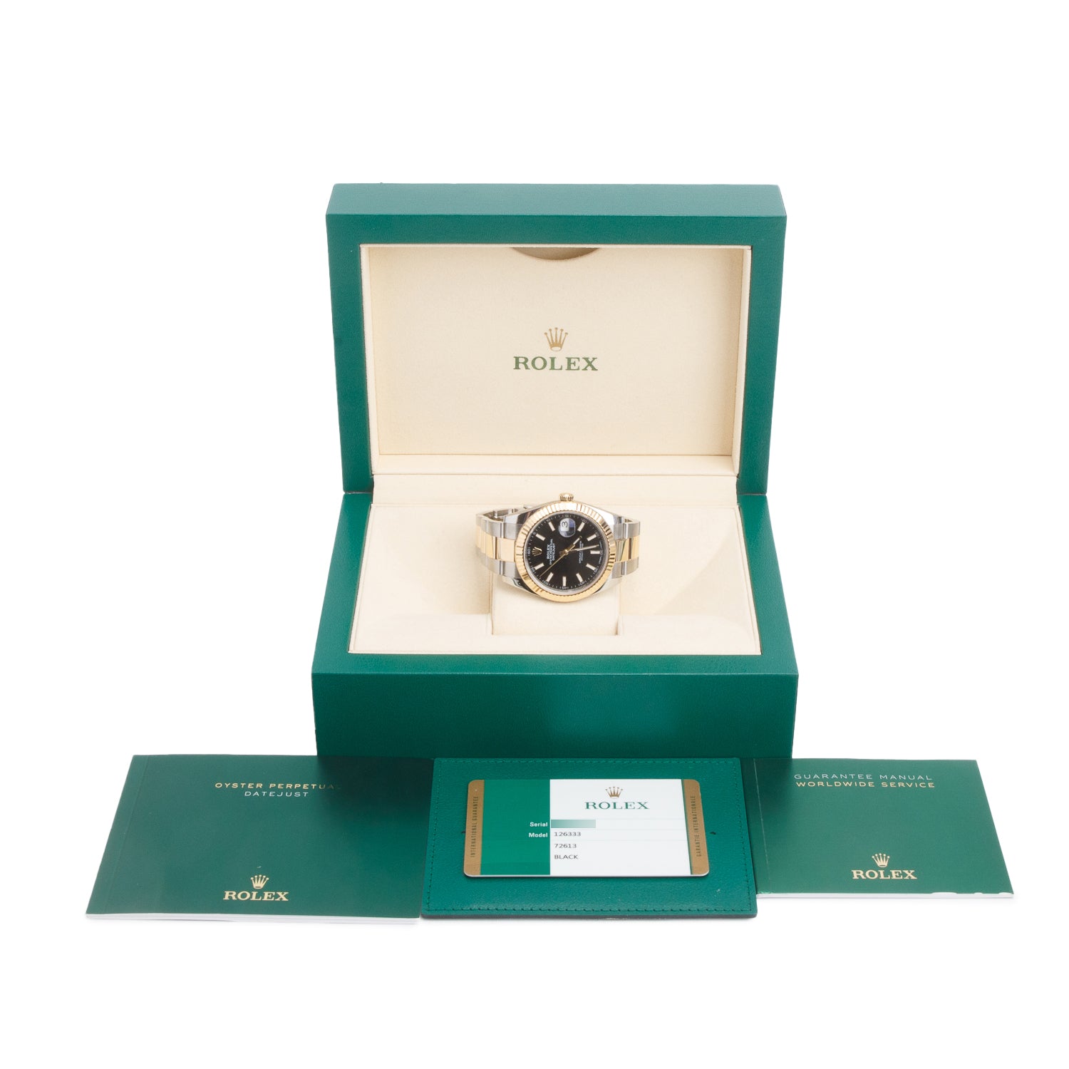 Rolex Stainless Steel & 18k Yellow Gold Datejust 41 MM Automatic Watch Black Dial 126333 w/ Box & Papers