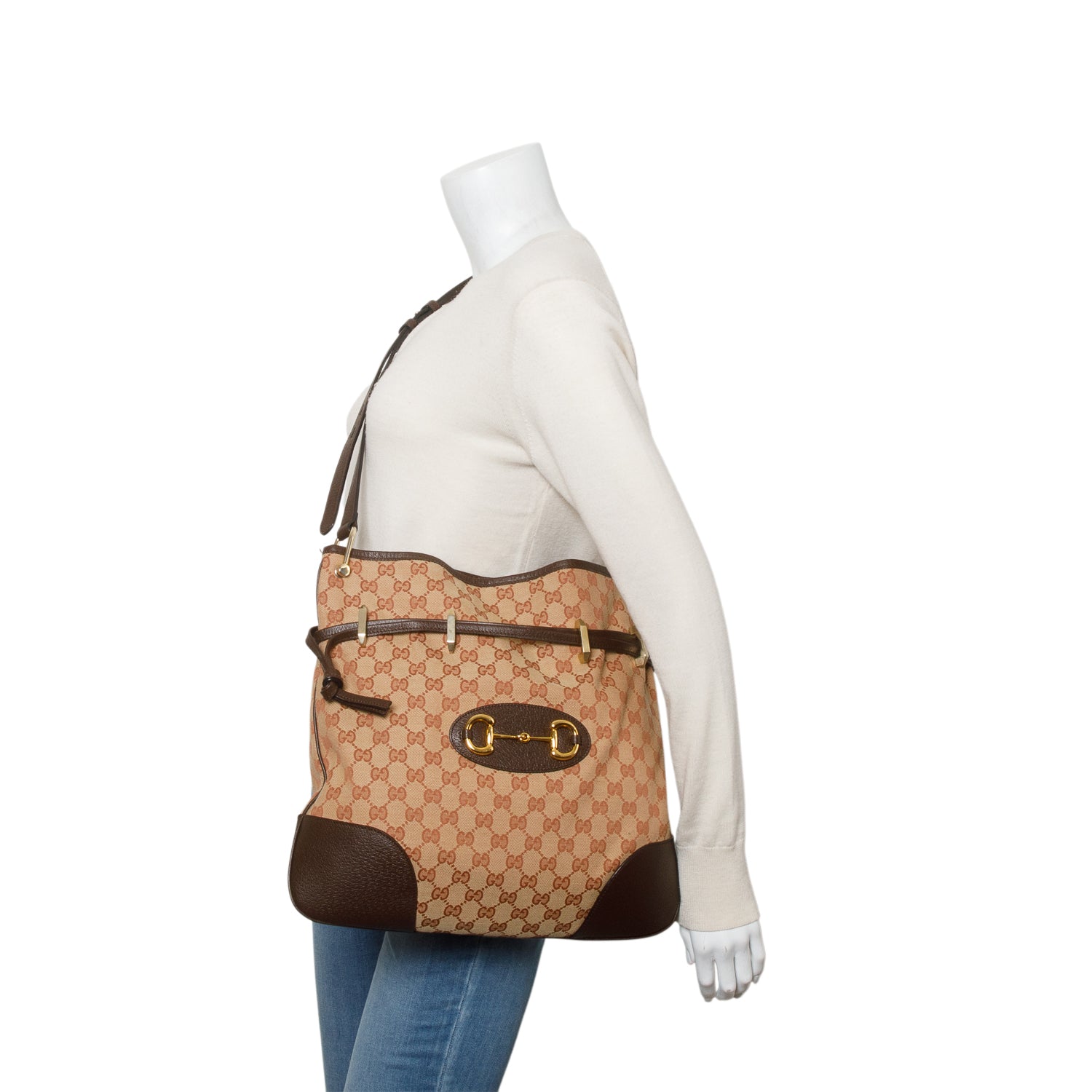 Gucci Red GG Supreme Monogram Textured Calfskin 1955 Horsebit Messenger Bag