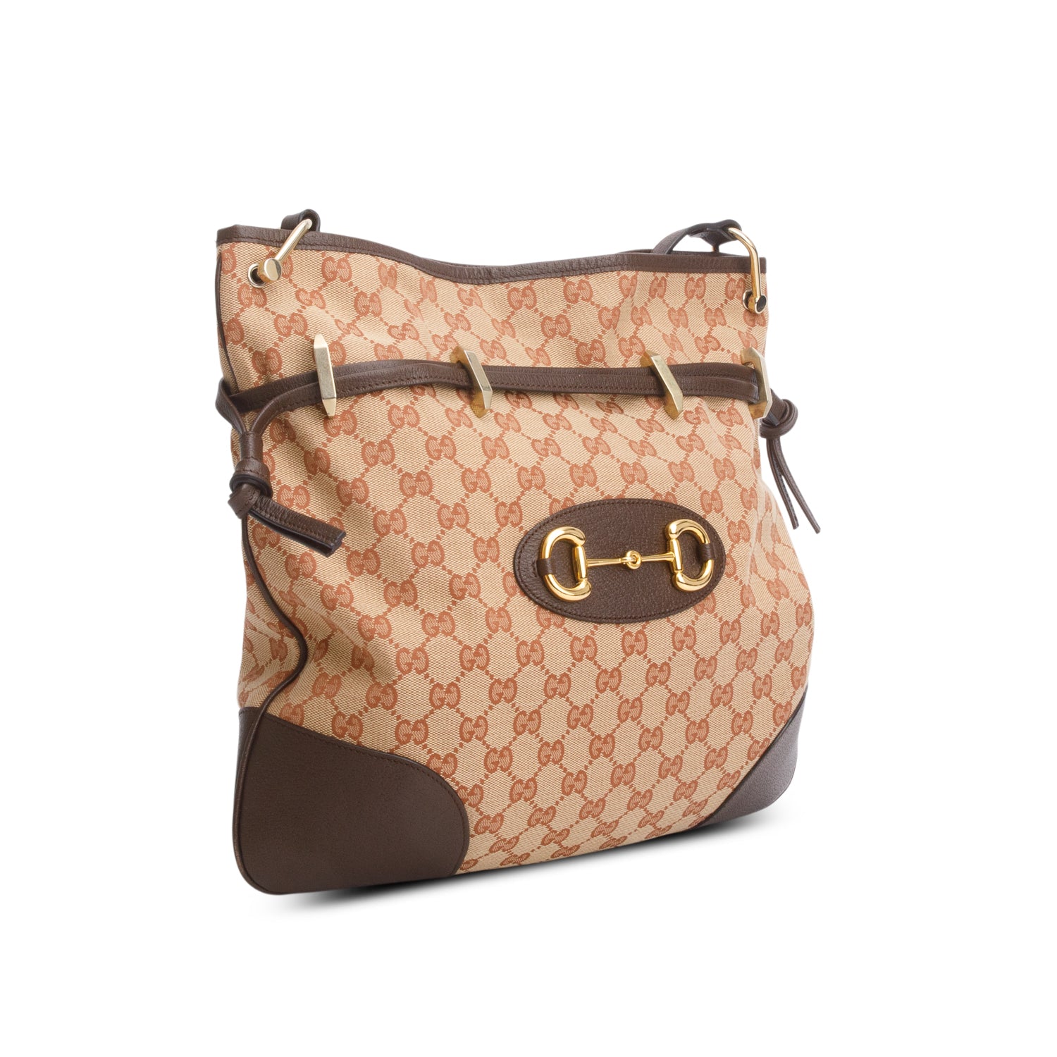 Gucci Red GG Supreme Monogram Textured Calfskin 1955 Horsebit Messenger Bag