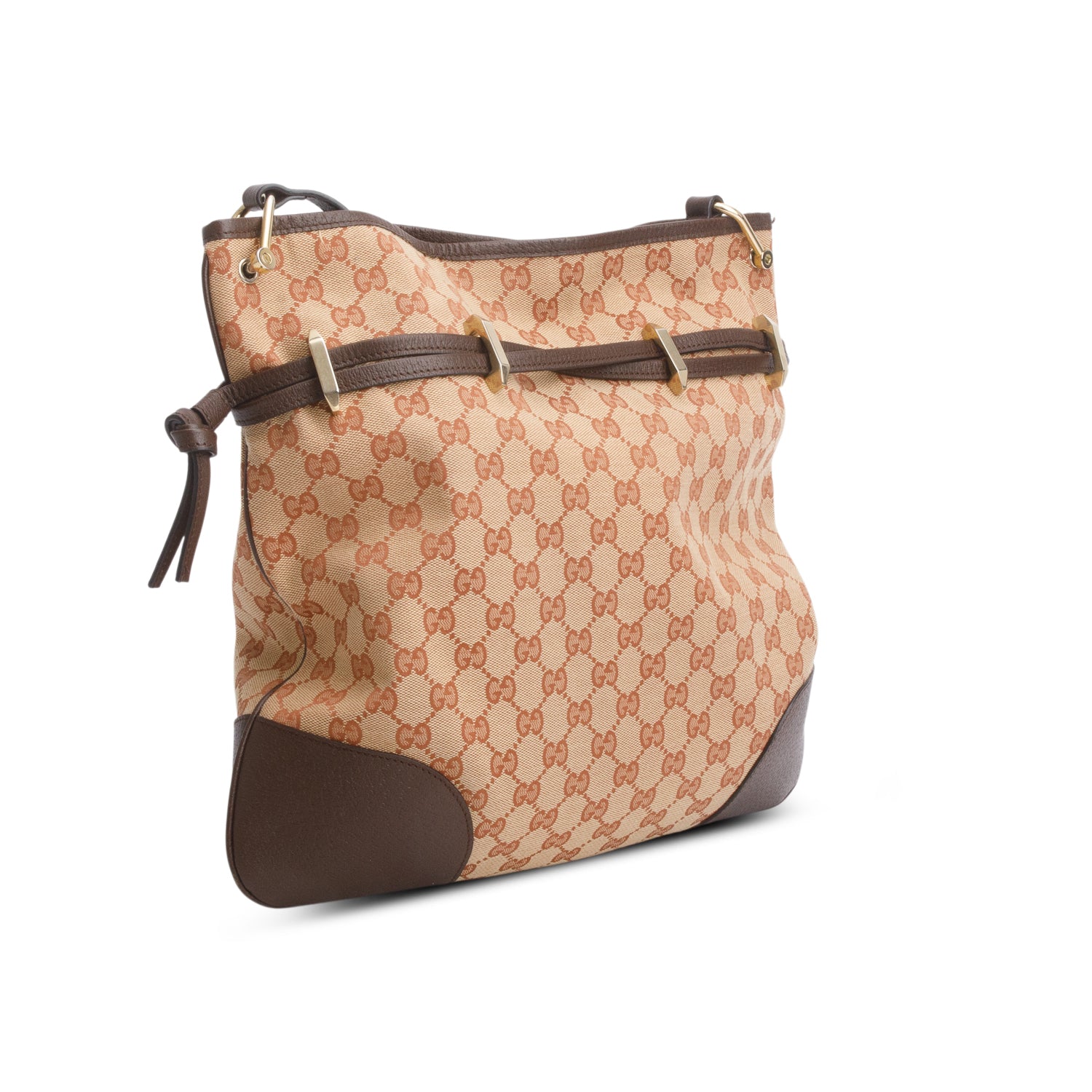 Gucci Red GG Supreme Monogram Textured Calfskin 1955 Horsebit Messenger Bag
