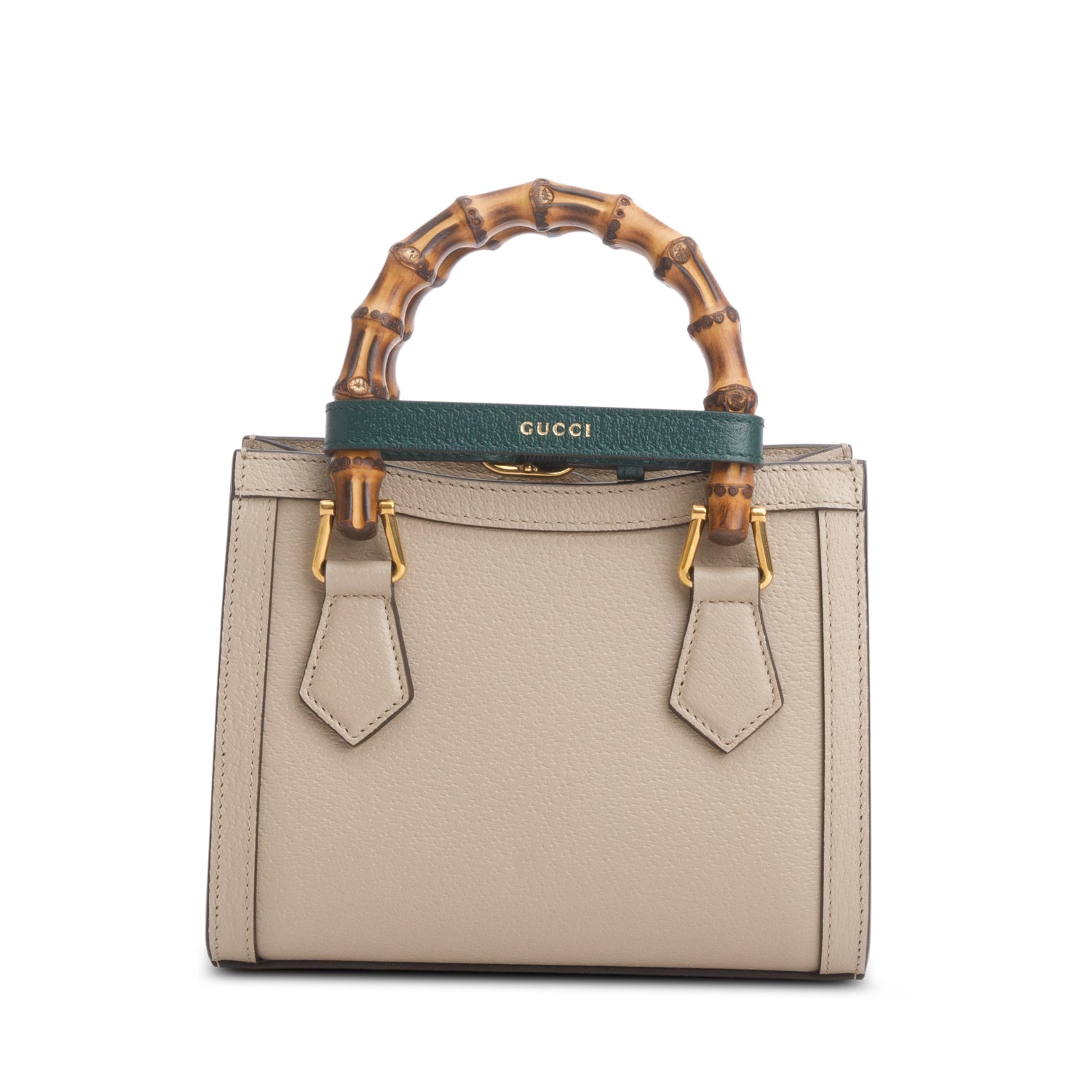 Gucci Taupe Calfskin Leather Diana Mini Tote Bag w/ Strap