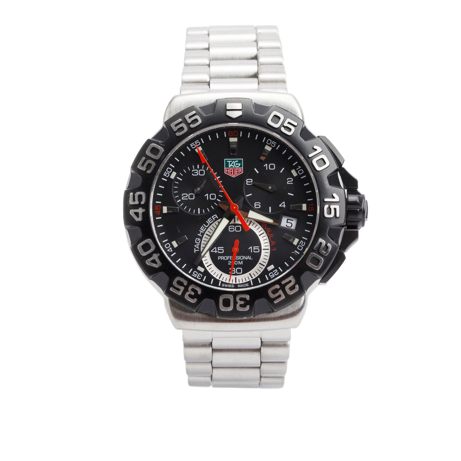 Tag Heuer Stainless Steel & Black Titanium Carbide Formula 1 Chronograph 41 MM Watch CAH1110 w/ Box