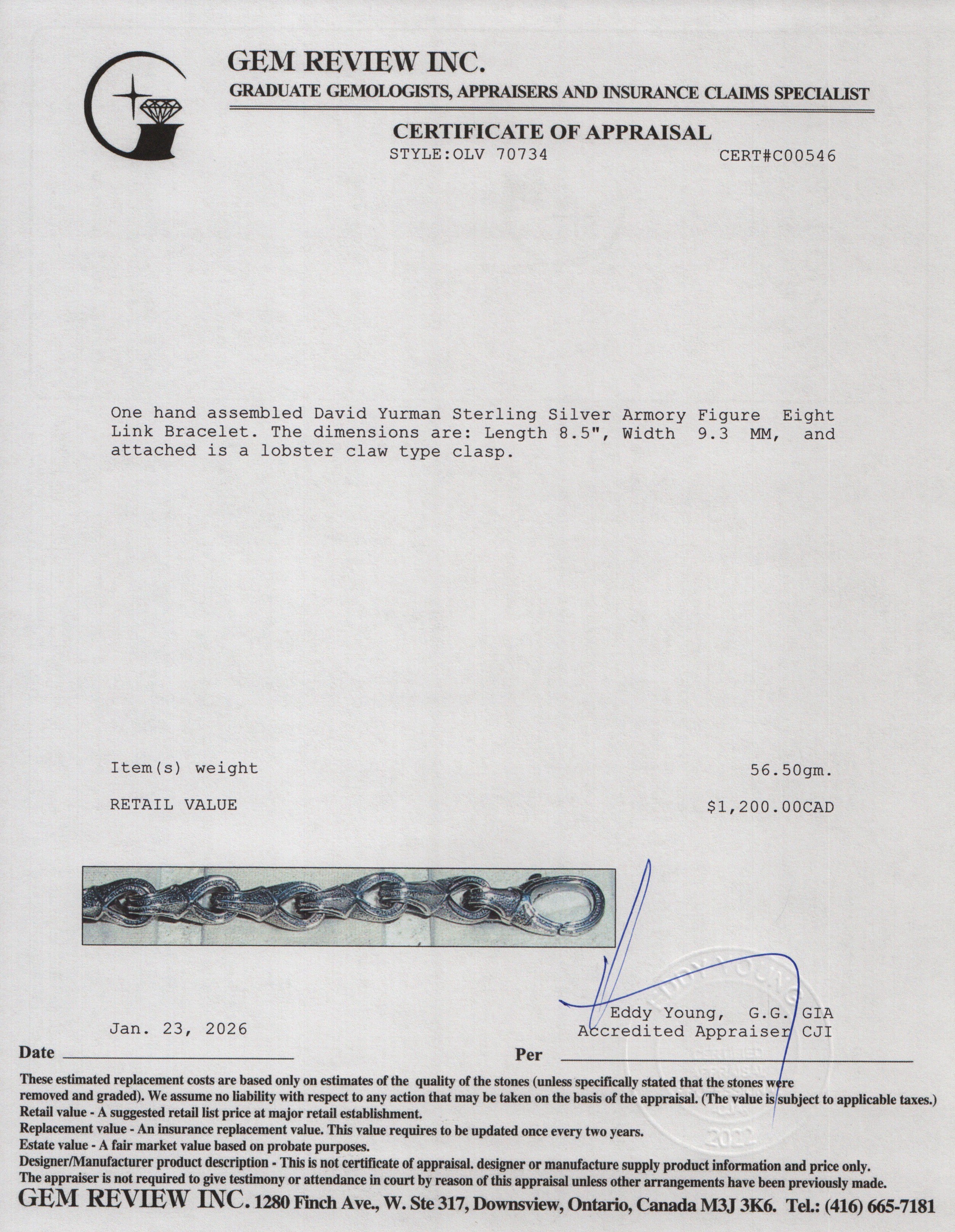 David Yurman Sterling Silver Armory Figure Eight Link Bracelet