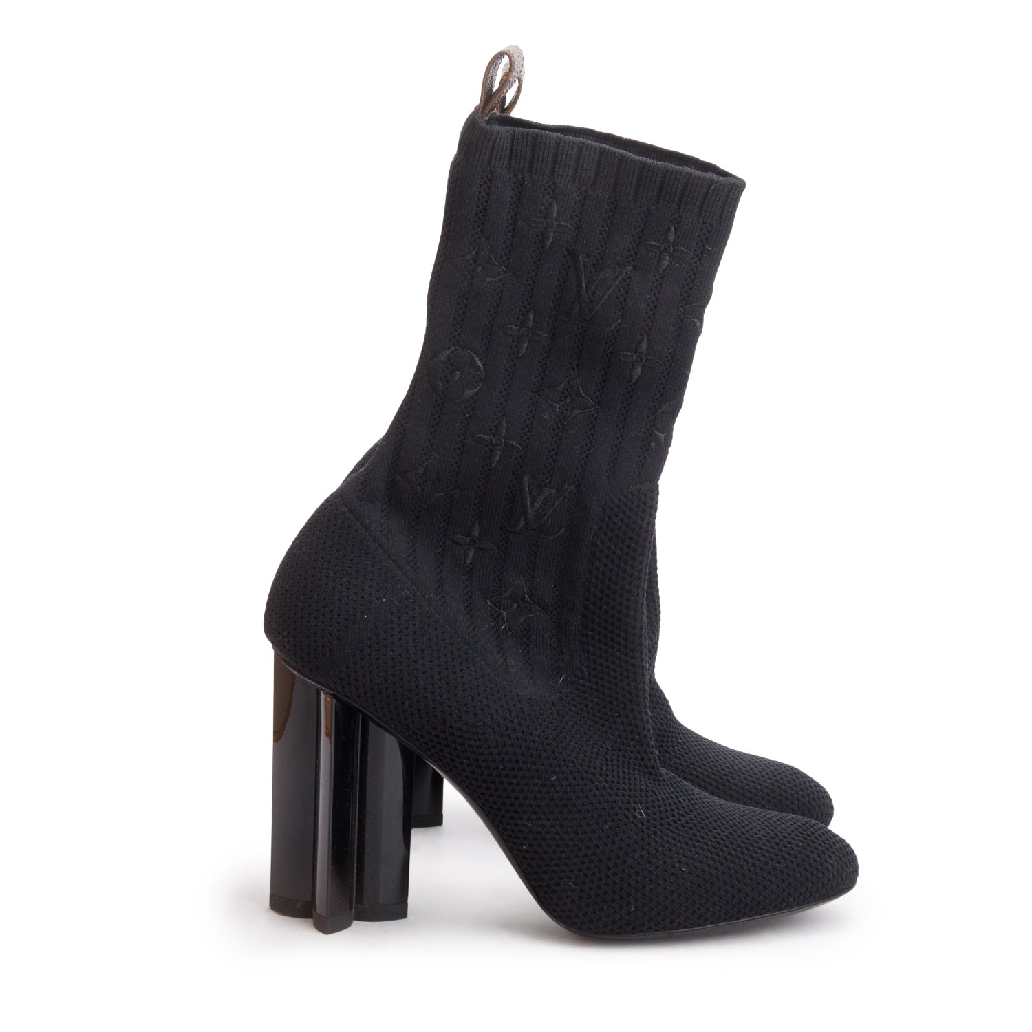 Louis Vuitton Black Monogram Stretch Fabric Silhouette Boot, Women's Size 37 w/ Box