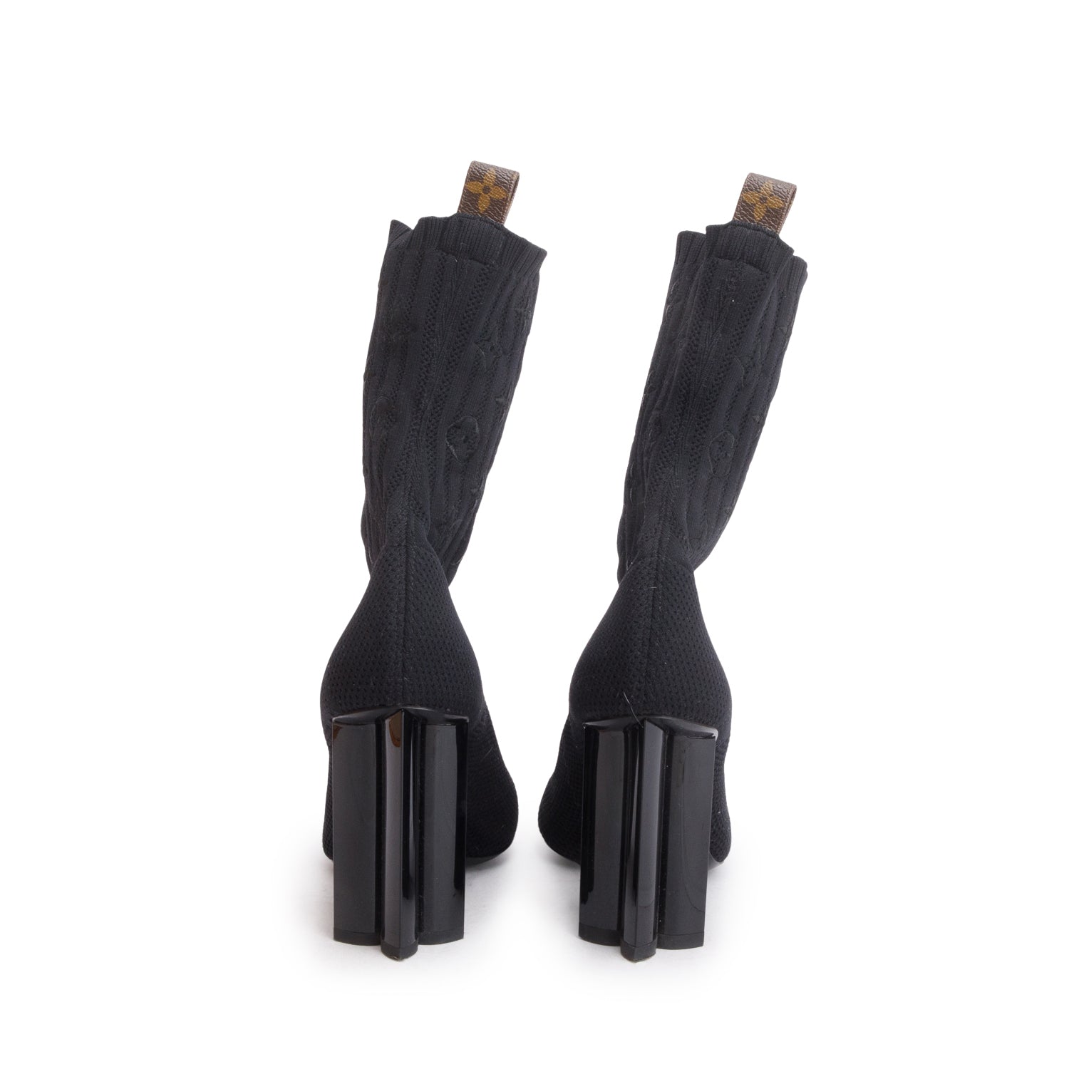 Louis Vuitton Black Monogram Stretch Fabric Silhouette Boot, Women's Size 37 w/ Box