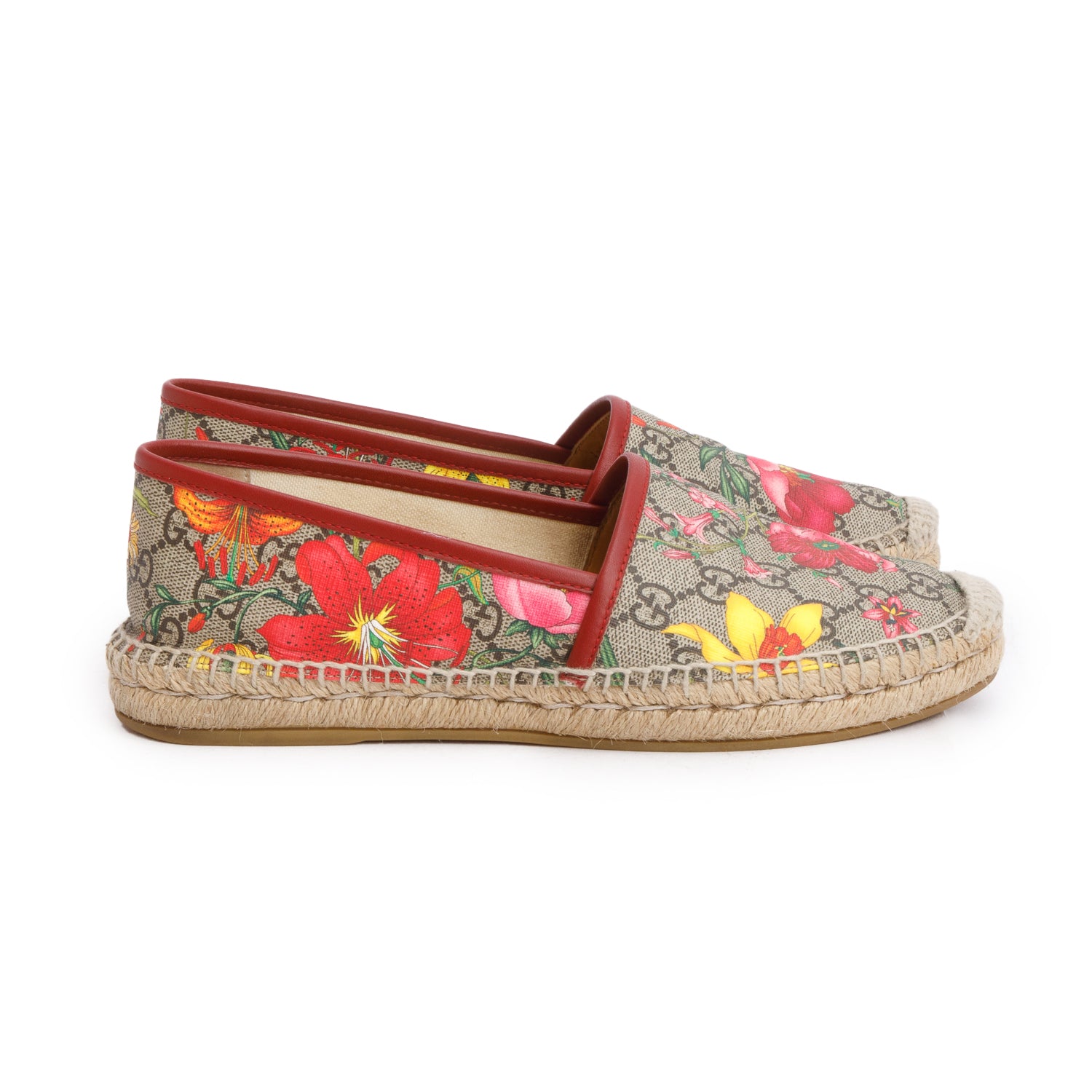 Gucci GG Supreme Flora Monogram Tian Espadrilles, Size 38 w/ Box