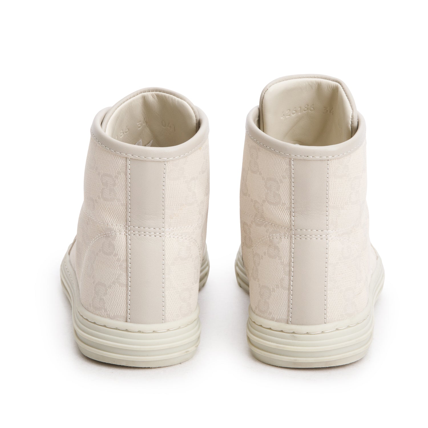 Gucci Cream Monogram Women's High Top Sneakers, Women's Size 34 w/ Box