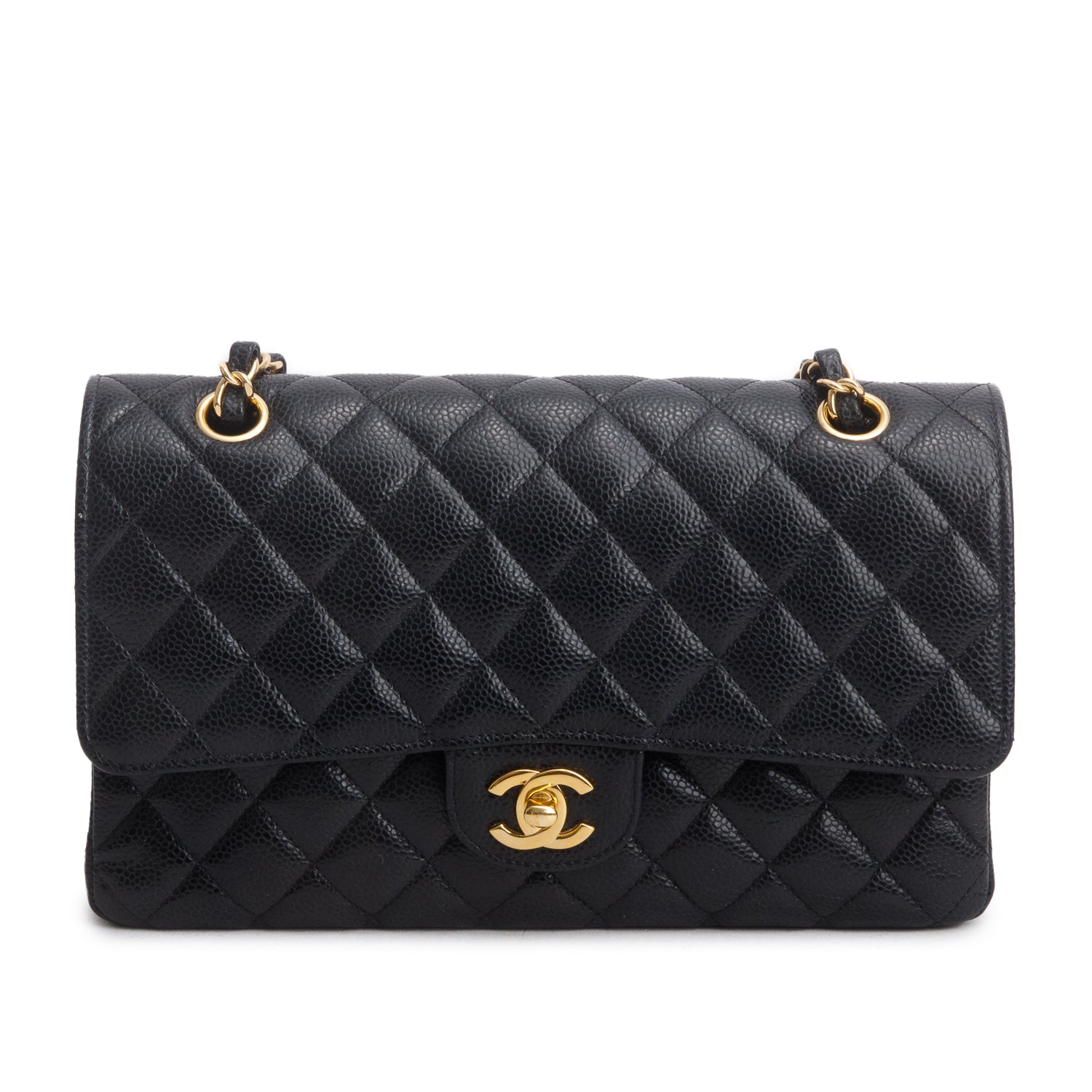 Chanel 2022 Black Caviar Classic Medium Double Flap Bag w/ Box & Receipt