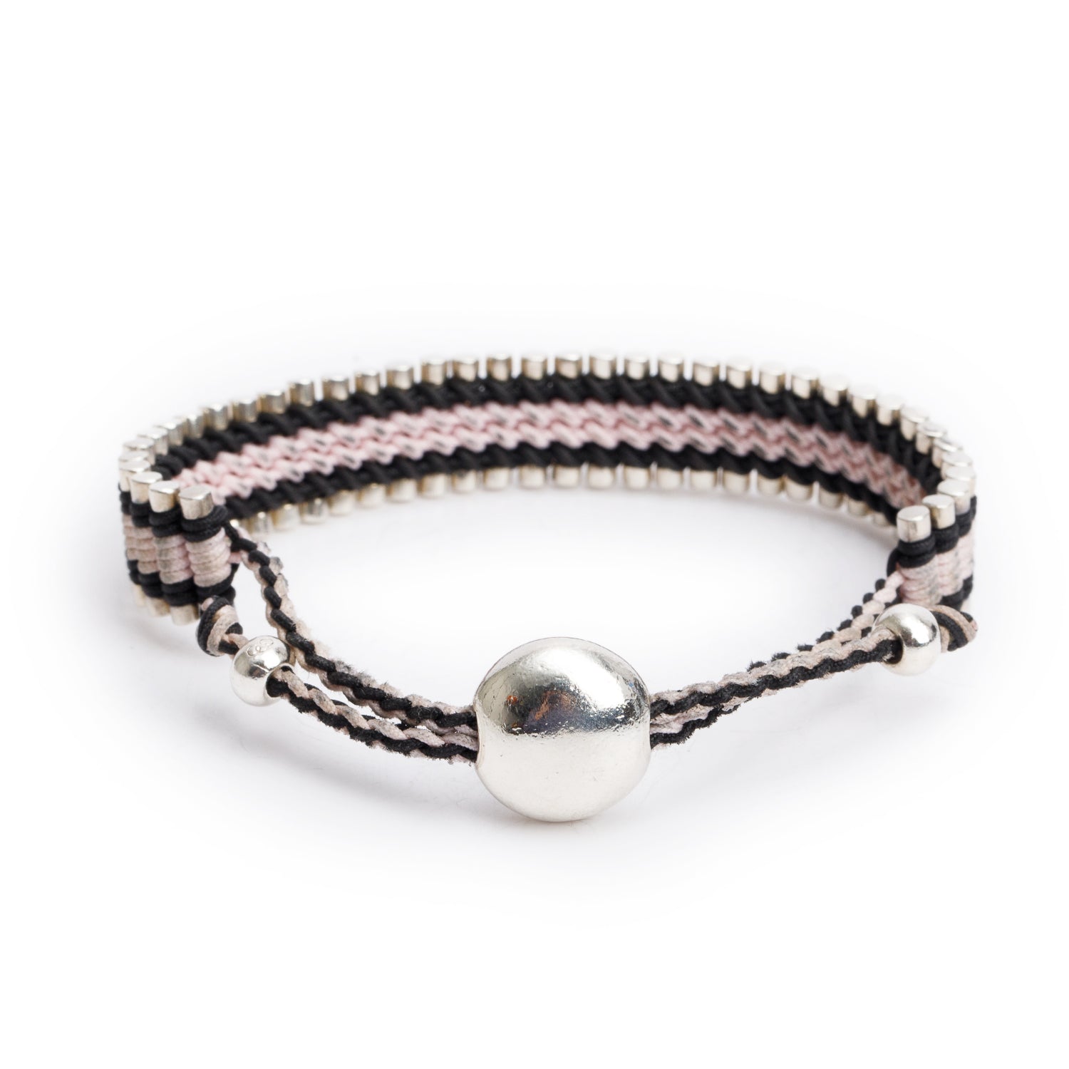 Links of London Sterling Silver Black & Silver Cord Friendship Bracelet