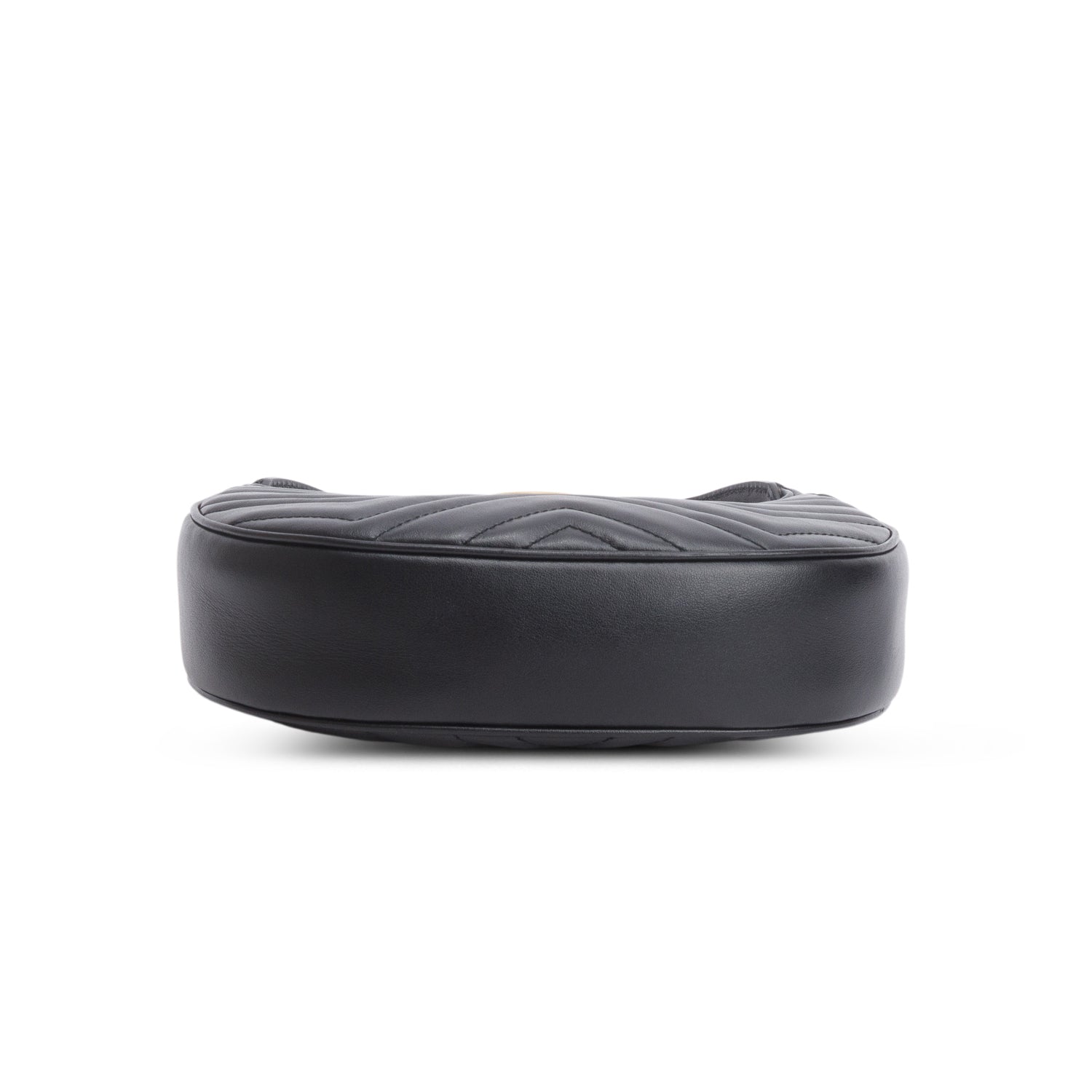 Gucci Black Calfskin Matelasse Chevron Mini GG Marmont Half Moon Hobo w/ Strap