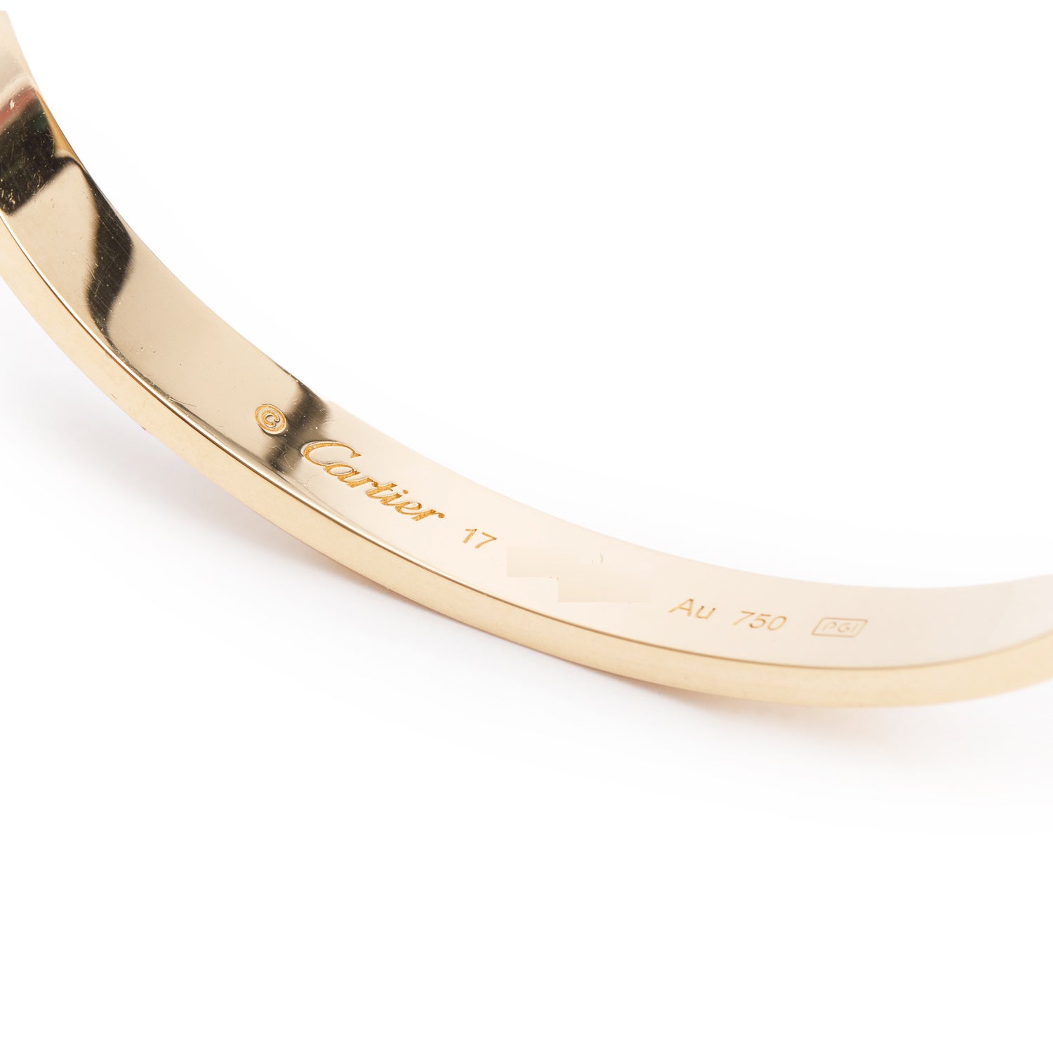 Cartier 18k Yellow Gold Love Bracelet, Classic Model, Size 17 w/ Box