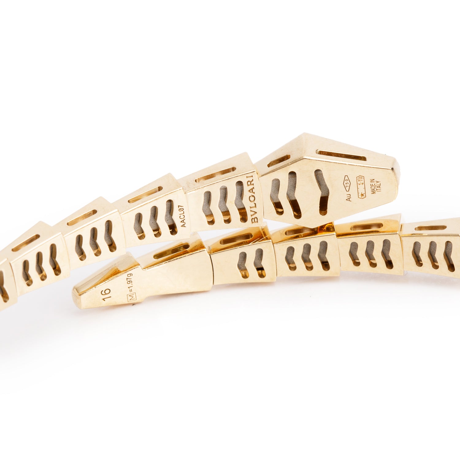 BVLGARI 18k Yellow Gold Serpenti Viper Bracelet, Size M w/ Box & Certificate