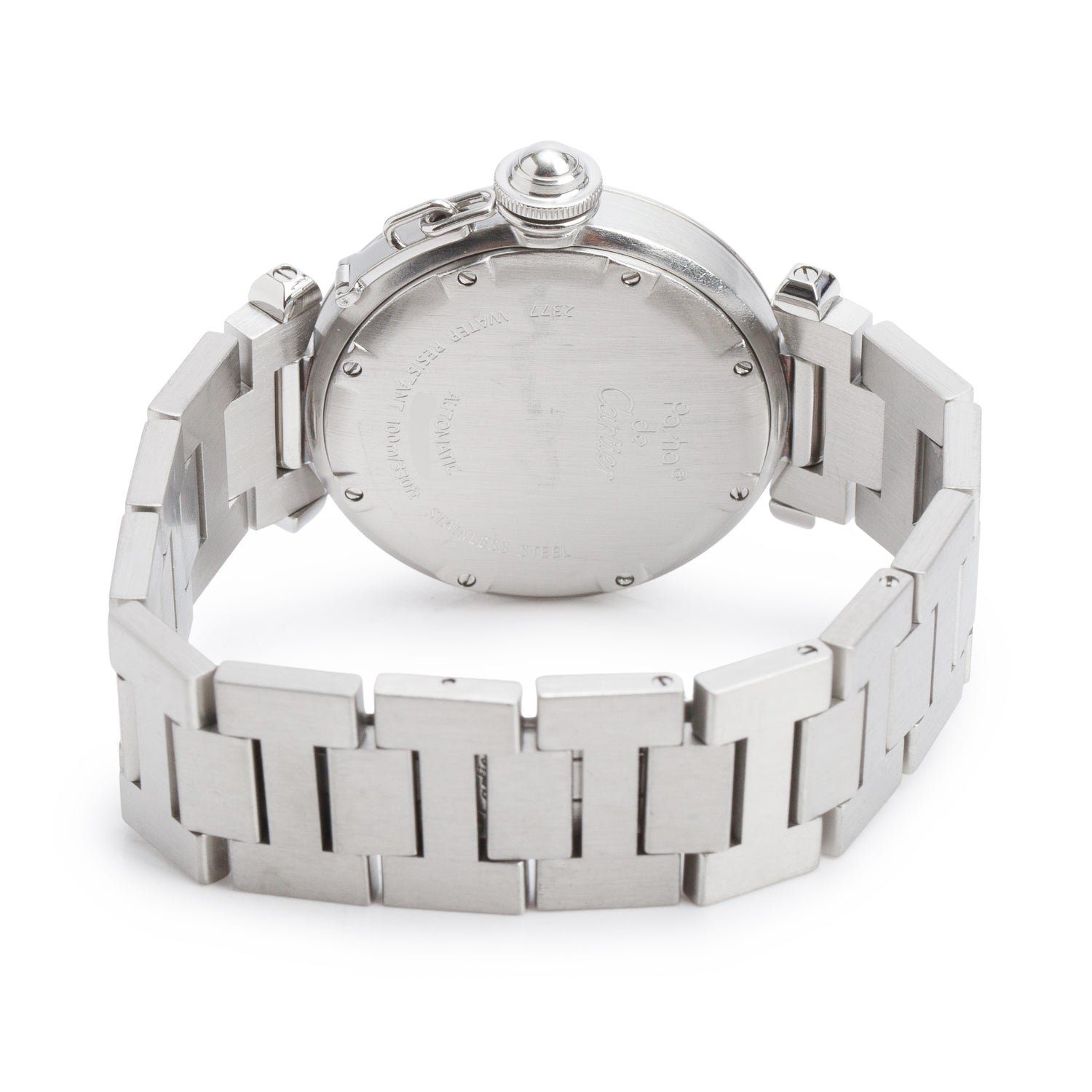 Cartier Stainless Steel Pasha de Cartier 35 MM Automatic GMT Watch Silver Dial 2377