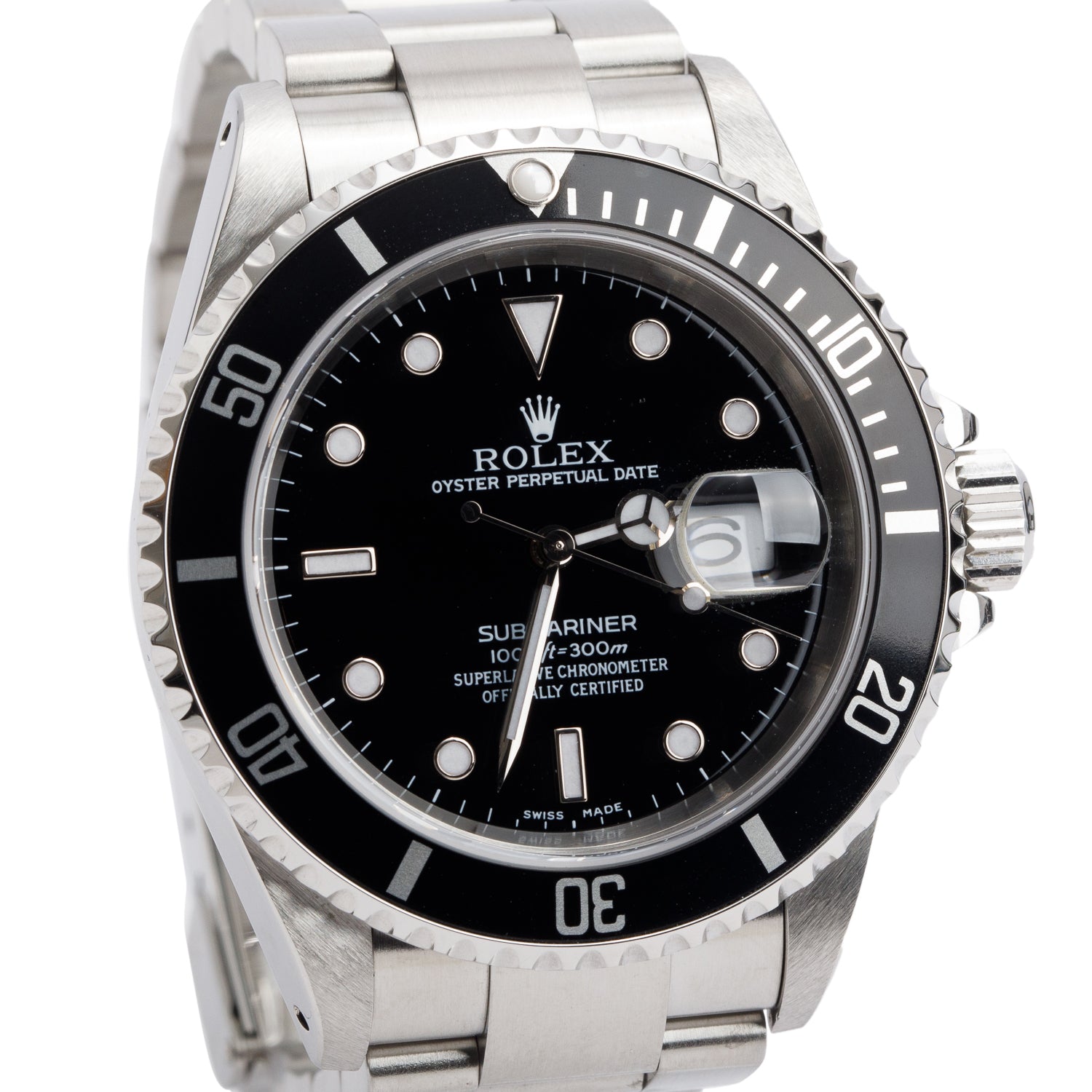 Rolex Stainless Steel Submariner Date 40 MM Watch Black Dial 16610 w/ Box & Papers