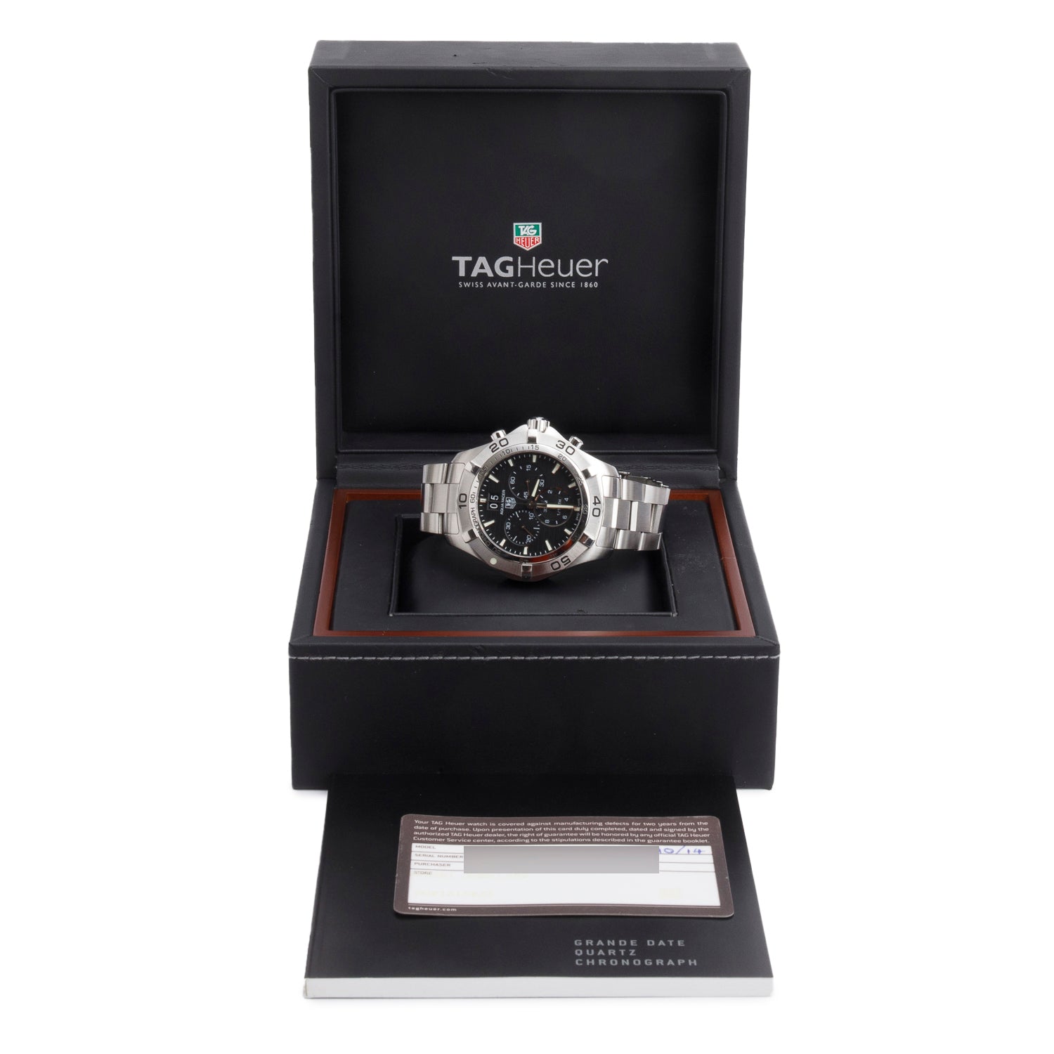 Tag Heuer Stainless Steel Aquaracer 43 mm Chronograph Quartz Watch Black Dial CAF101E w/ Box & Papers