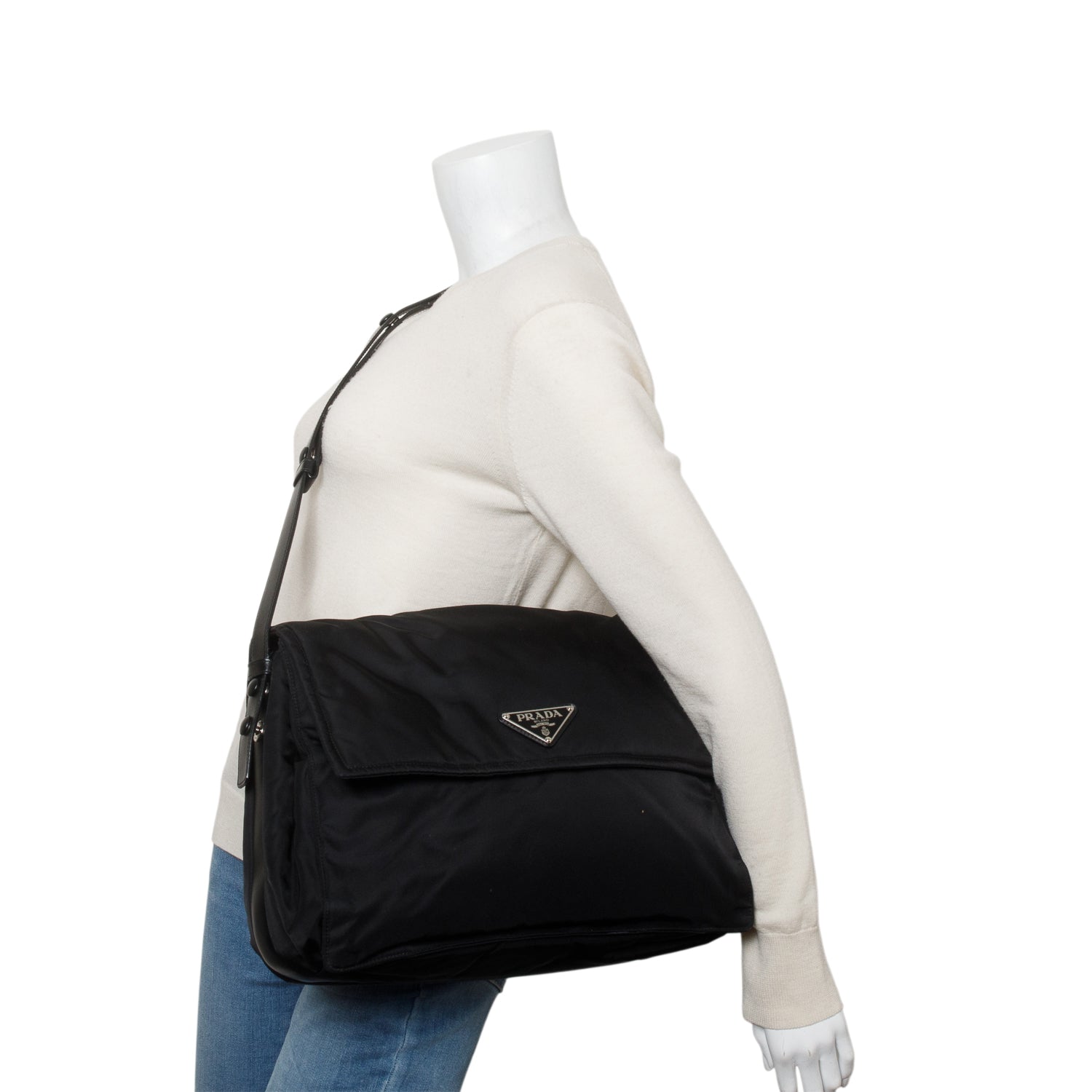 Prada Black Padded Re-Nylon Medium Traveler Bag