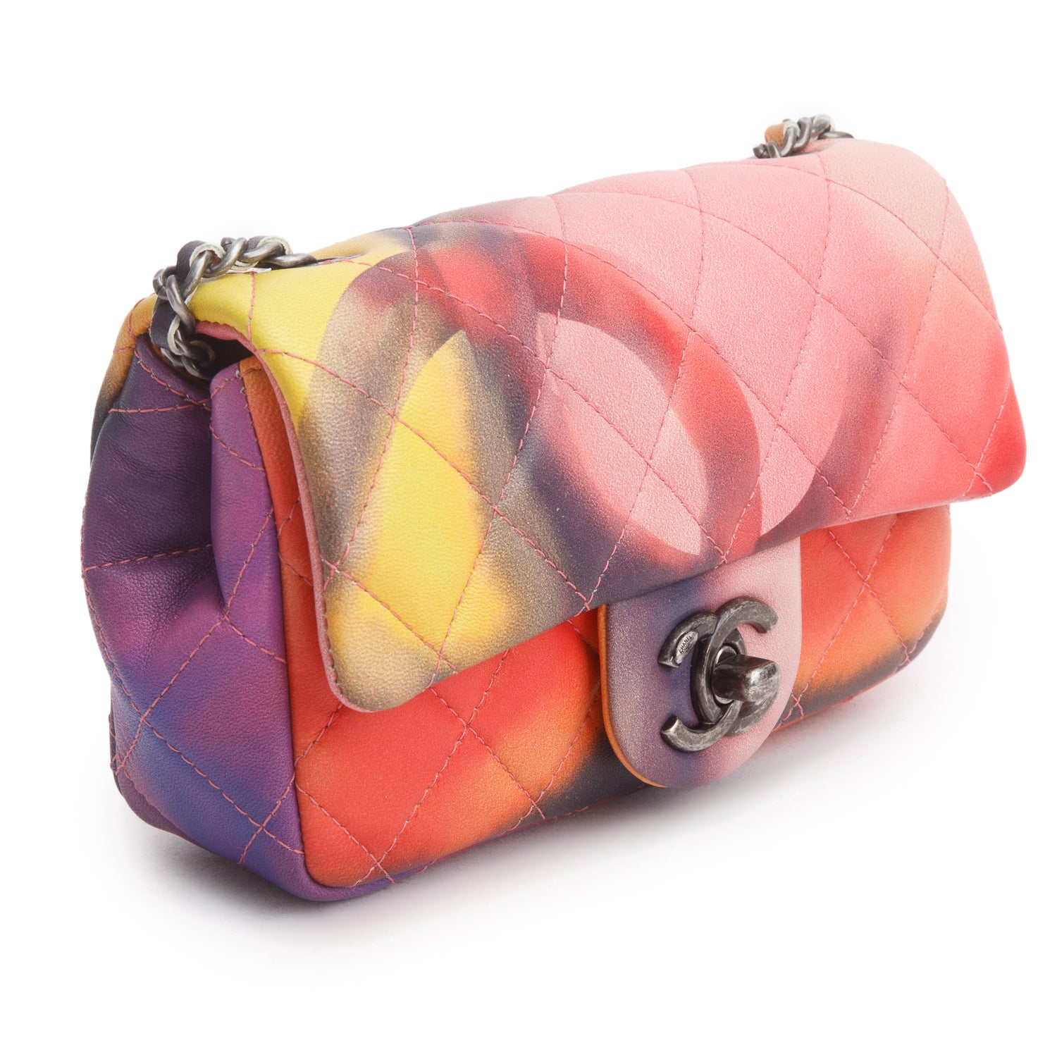 Chanel Multicolor Lambskin Quilted Extra Mini Flower Power Flap Bag w/ Receipt