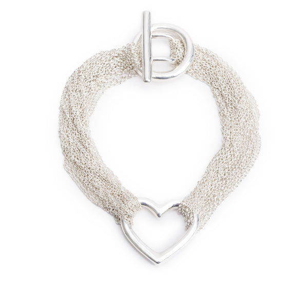 Tiffany & Co. Sterling Silver Mesh Heart Multistrand Toggle