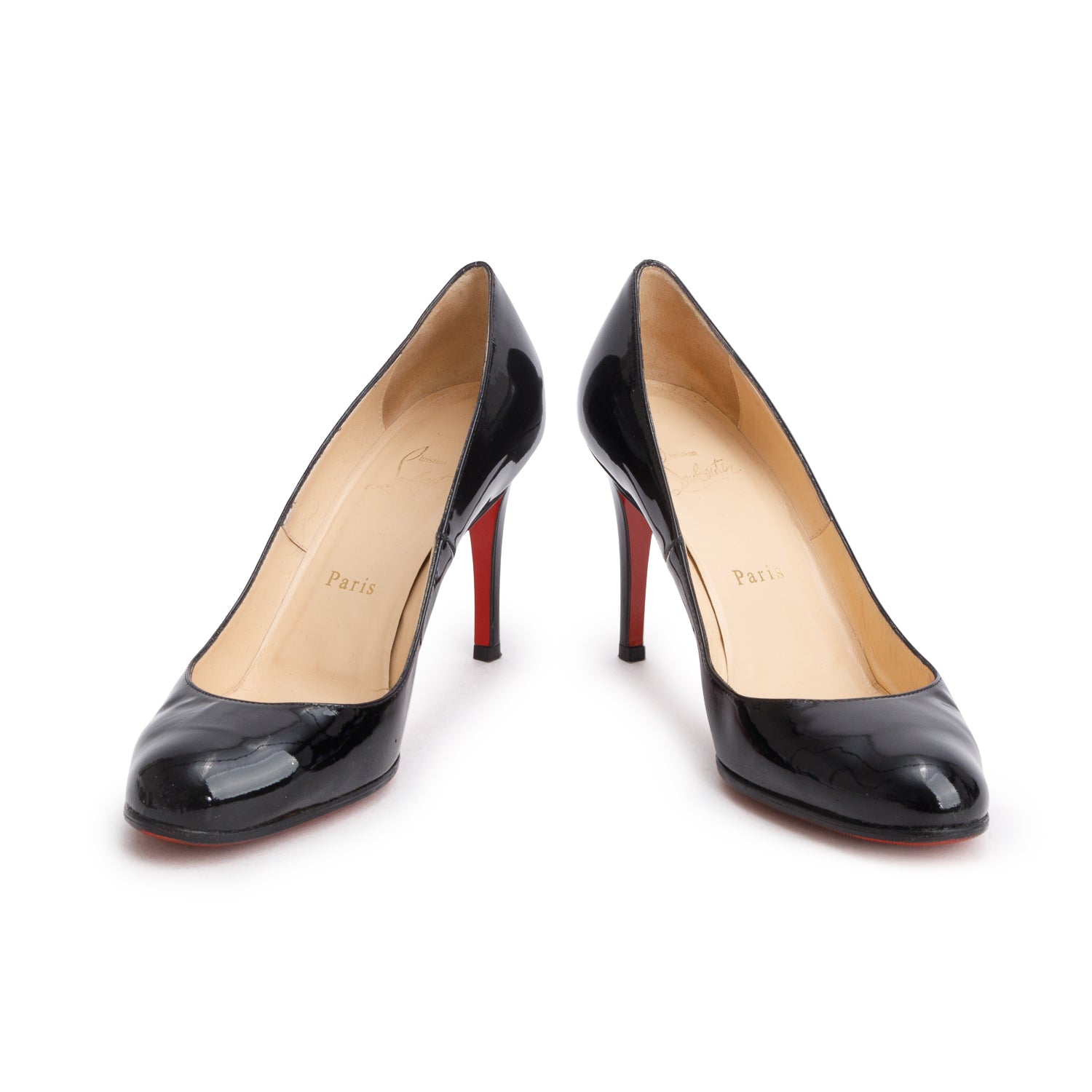 Christian Louboutin Black Patent Leather Simple 85 Pumps, Women's Size 38