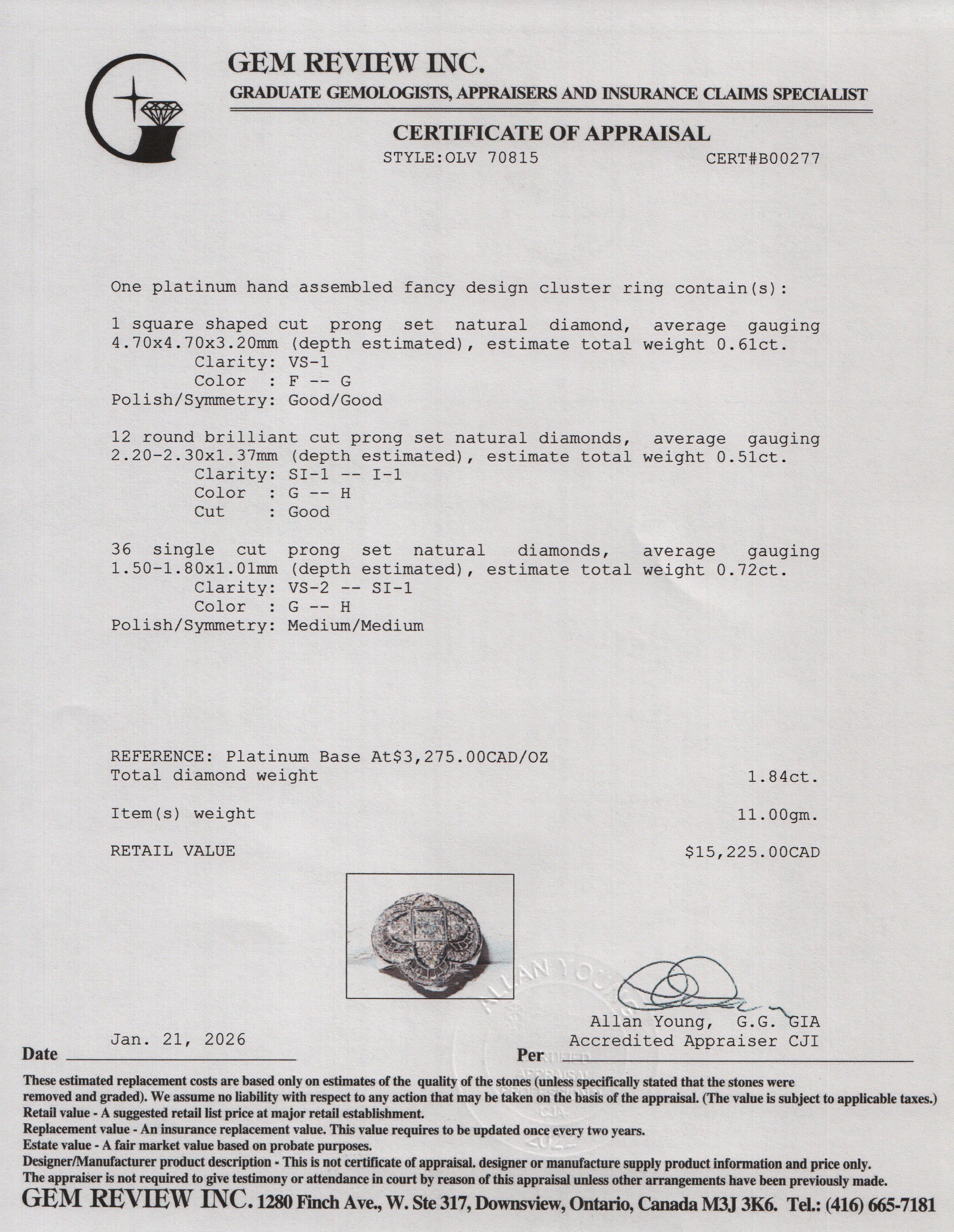 Platinum Cluster Diamond Cocktail Ring, Size 6.5