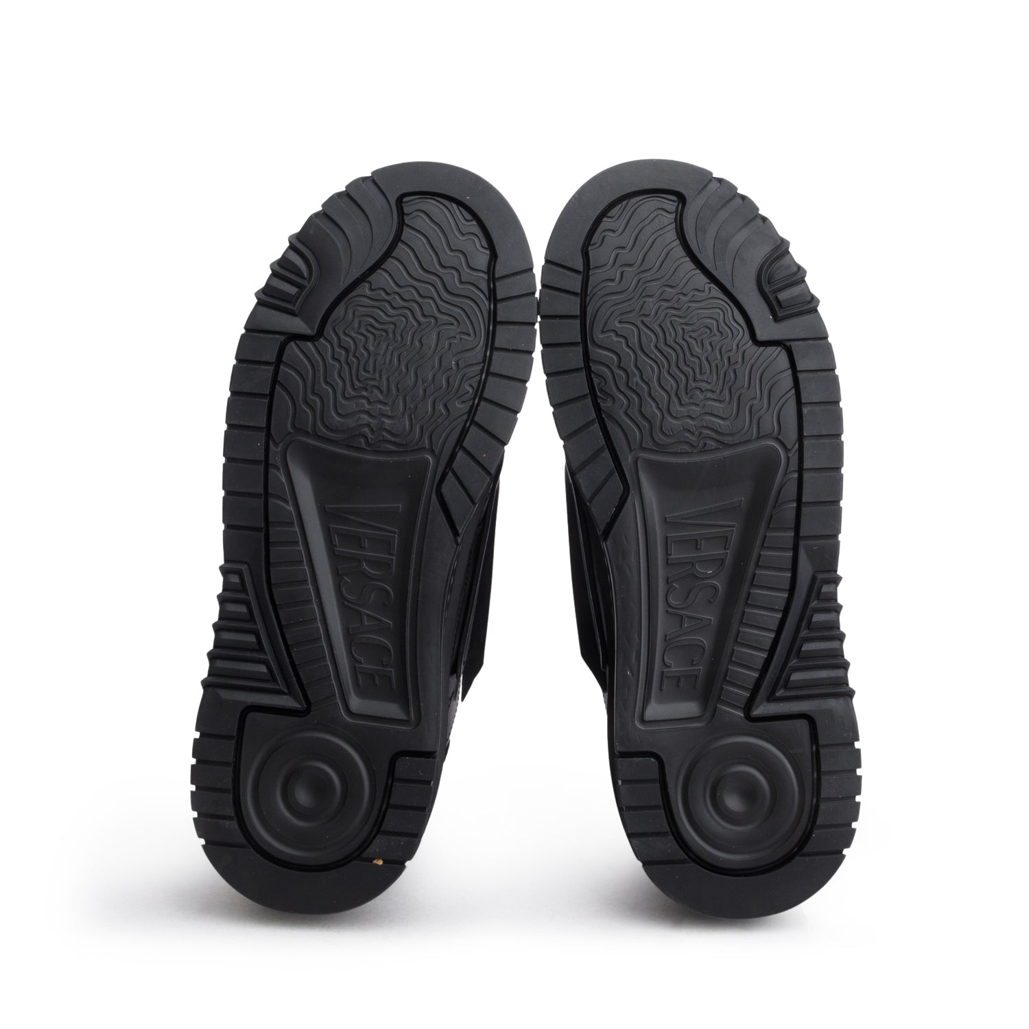 Versace Black Calf Leather Odissea Medusa Insignia Sneakers, Men's Size 46.5