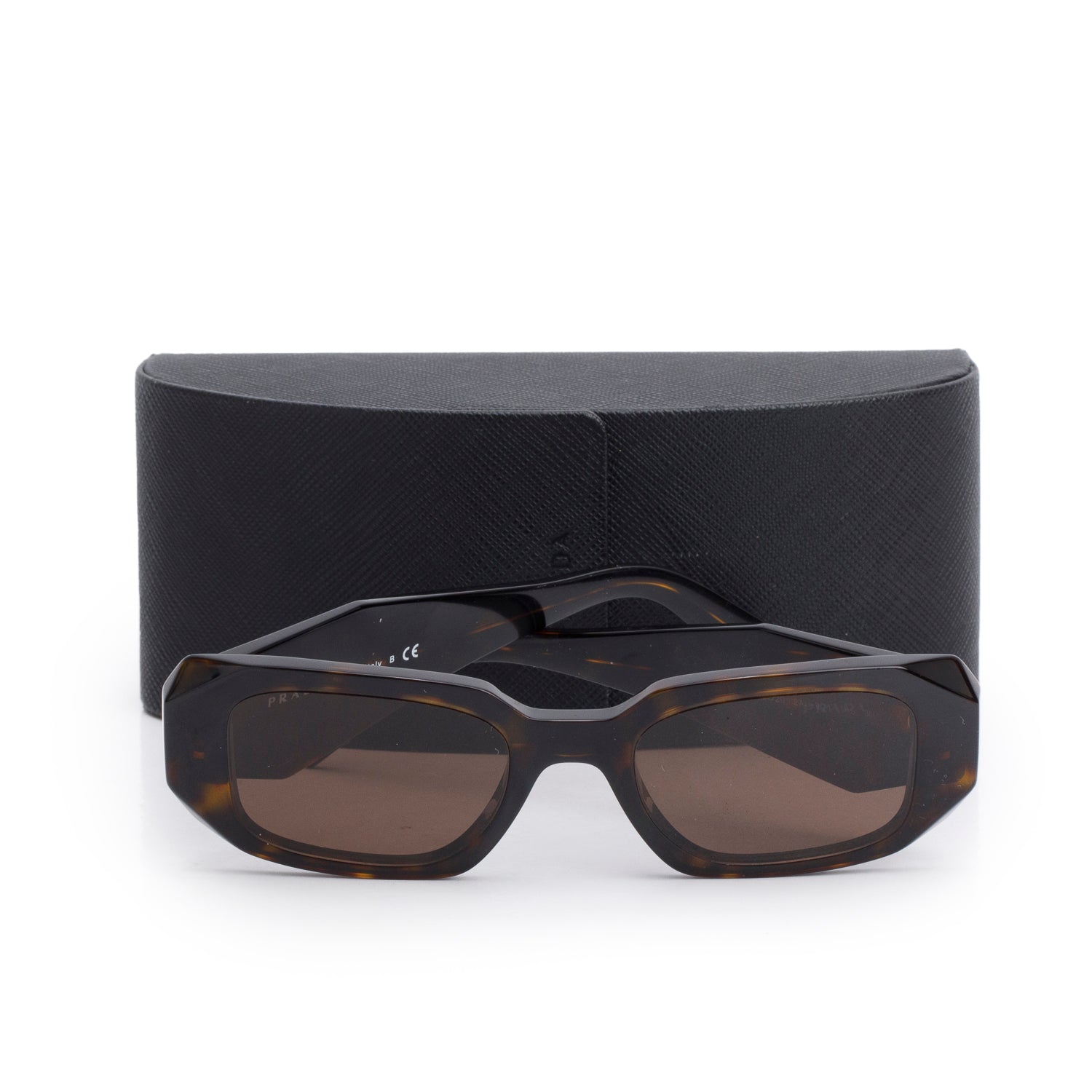 Prada SPR17W Brown Havana Acetate Symbole Sunglasses w/ Case
