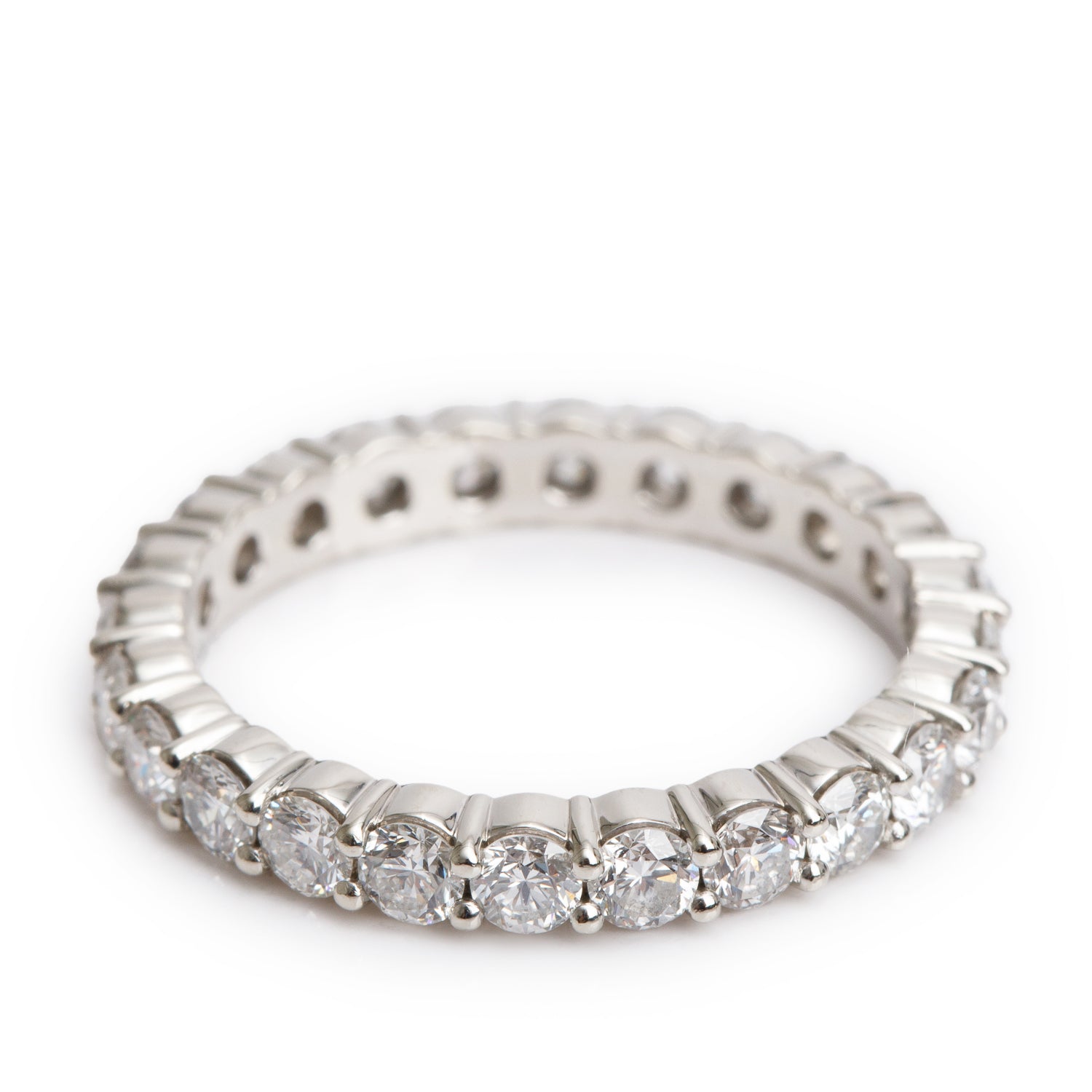 18k White Gold 1.52 tcw. Diamond Eternity Band Ring, Size 6.25