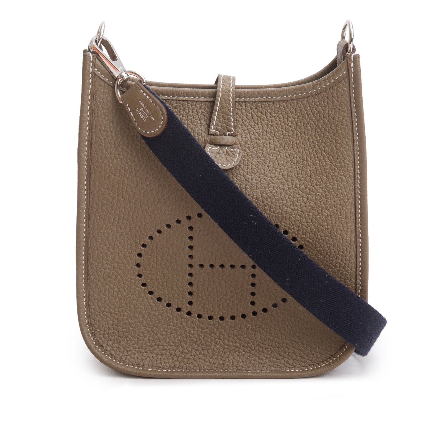 Hermes 2024 Etoupe/Bleu Nuit Taurillon Clemence Amazone Evelyne TPM 16 w/ Box