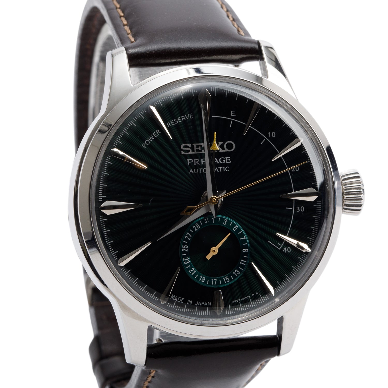 Seiko Stainless Steel Presage Cocktail Time Mockingbird 40.5 MM Automatic Watch Green Dial SSA459 w/ Box & Papers