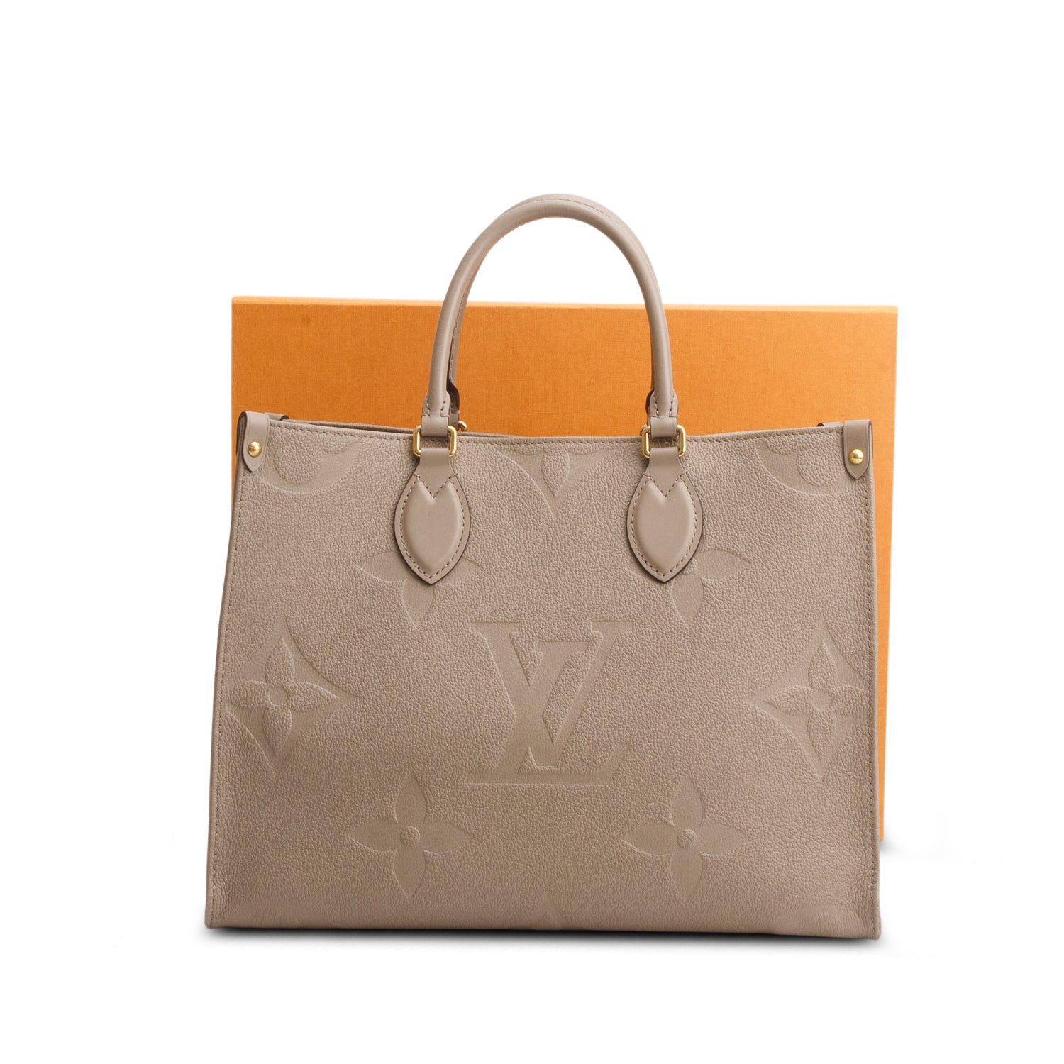 Louis Vuitton Turtledove Monogram Empreinte Giant OnTheGo MM w/ Box