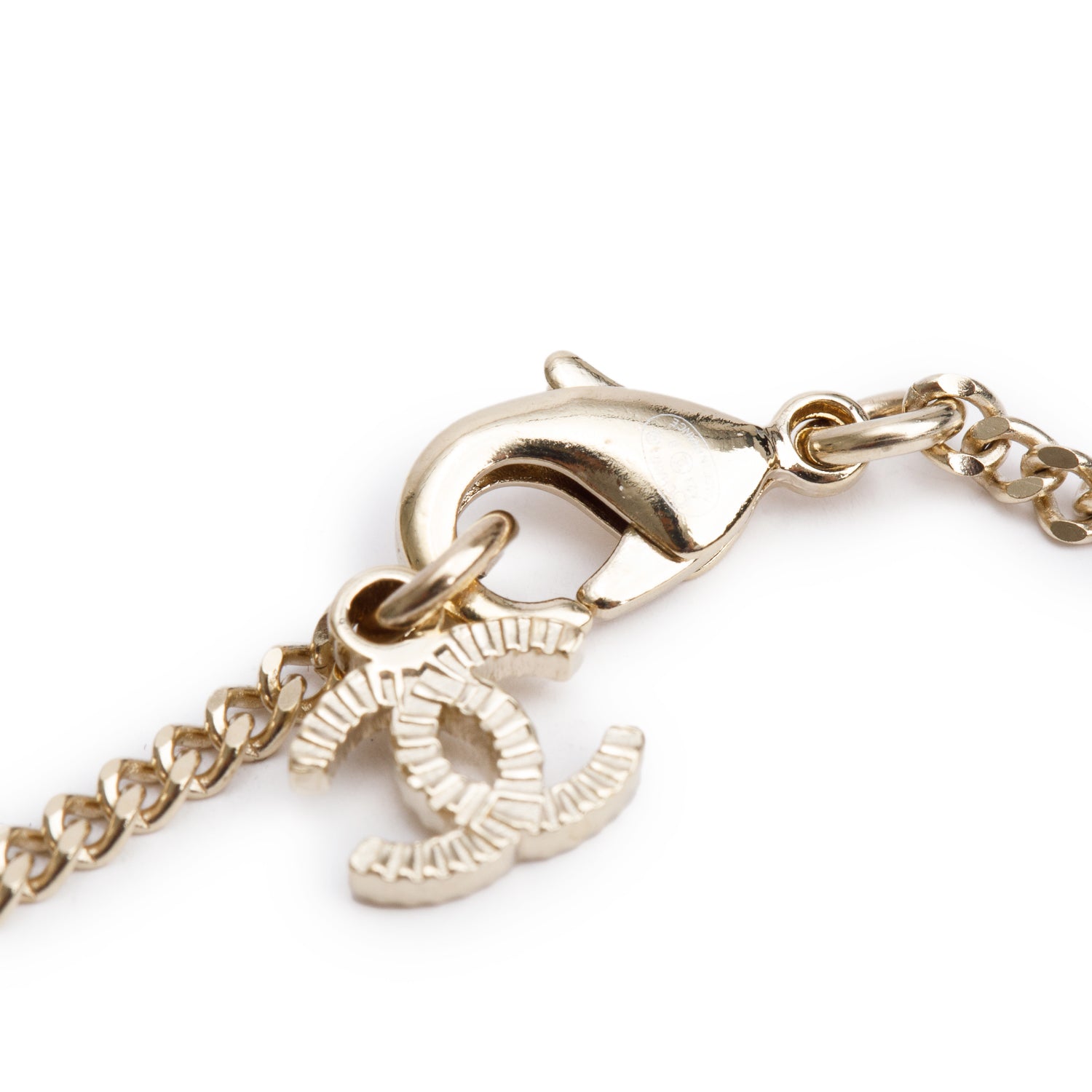 Chanel 2023 Gold-Plated Metal Strass CC Flap Bag Pendant Necklace w/ Box & Receipt