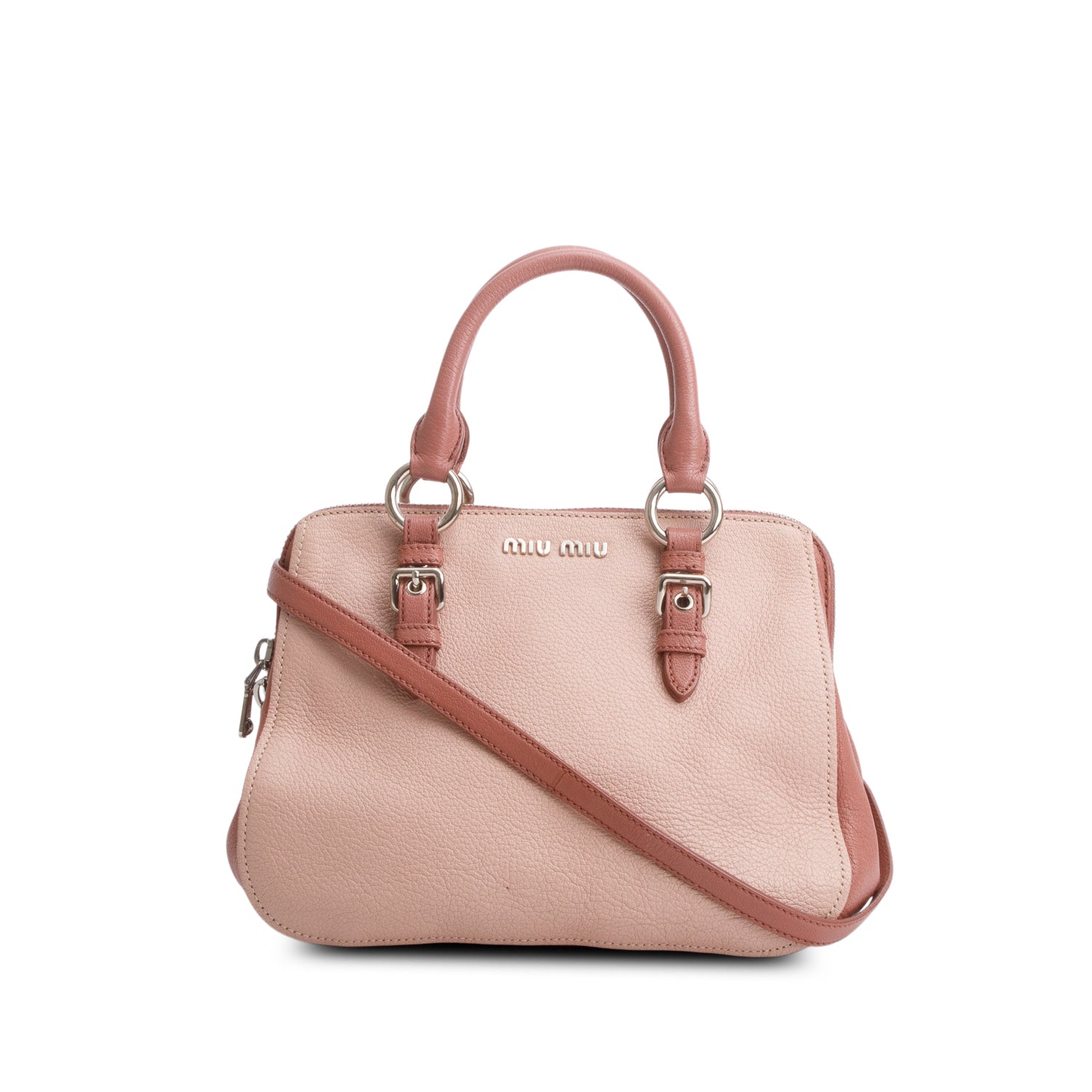 Miu Miu Pink Bi-Color Madras Leather Doctor Bag w/ Strap