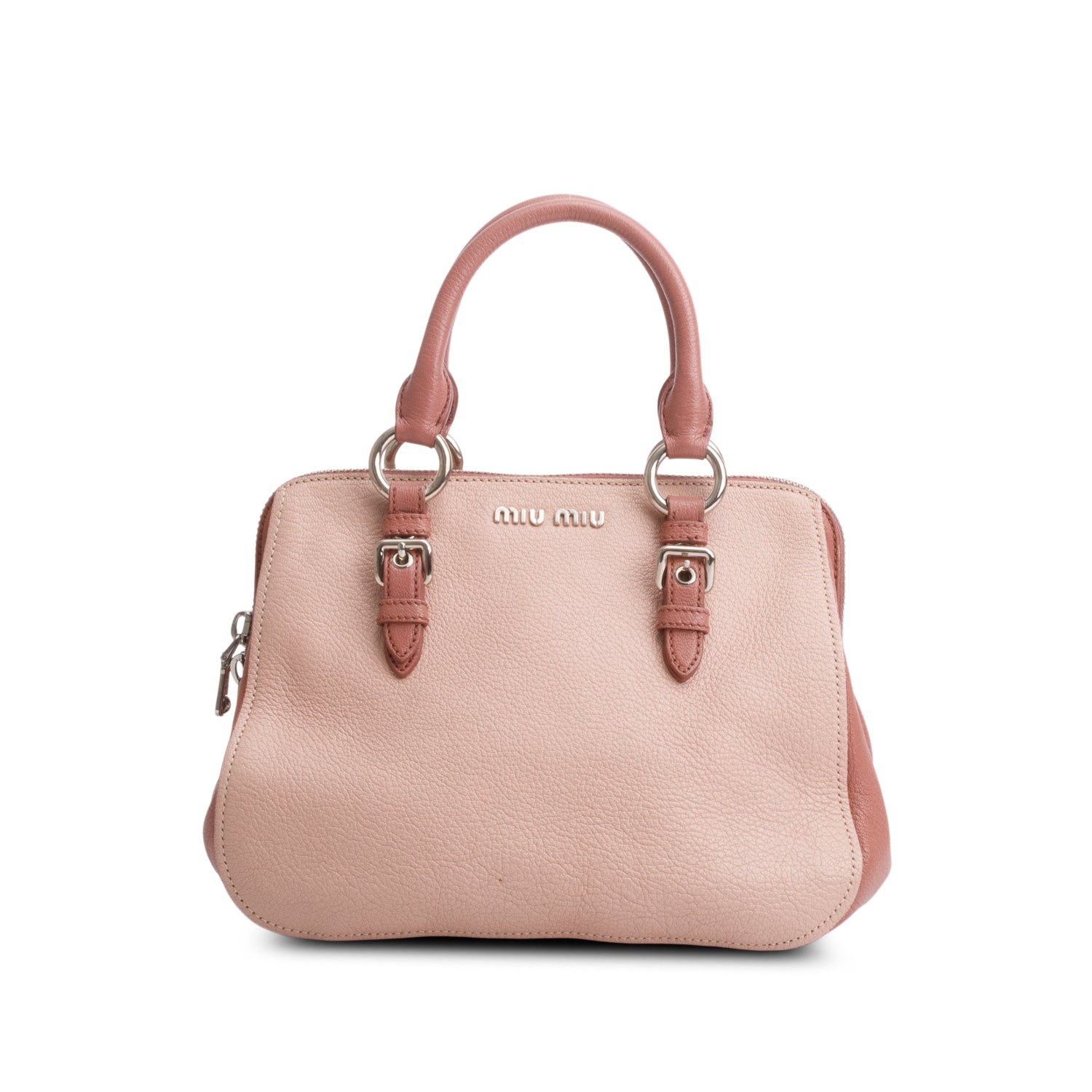 Miu Miu Pink Bi-Color Madras Leather Doctor Bag w/ Strap