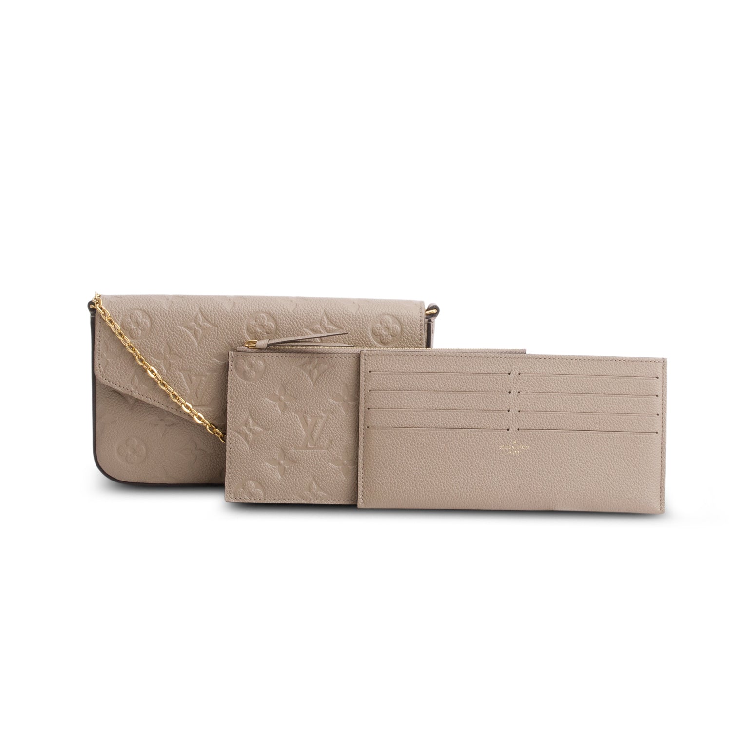 Louis Vuitton Turtledove Monogram Empreinte Leather Felicie Pochette w/ Inserts