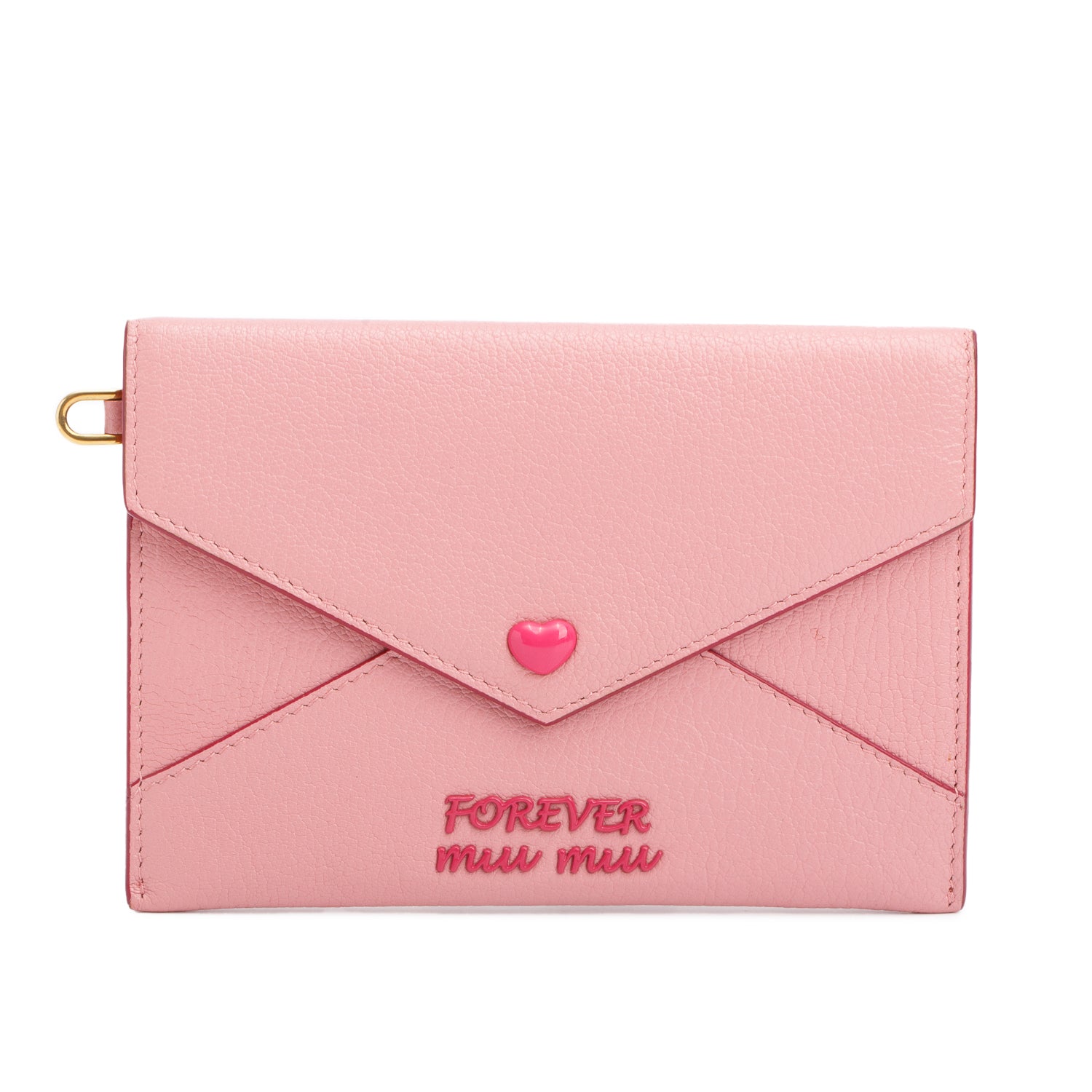Miu Miu Pink Madras Love Envelope Wristlet Pouch