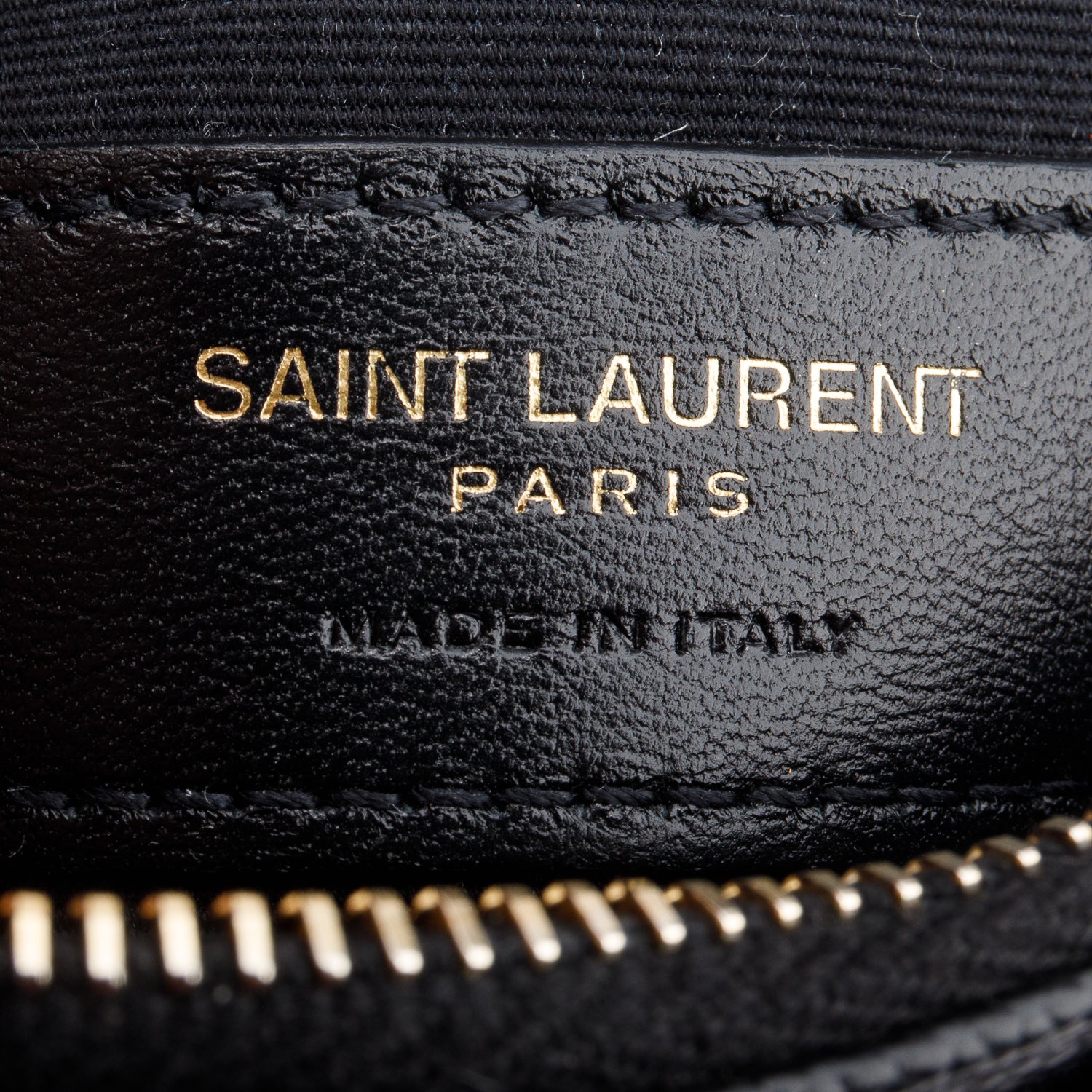 Saint Laurent Black Grain De Poudre Chevron Monogram Bill Pouch w/ Box & Receipt